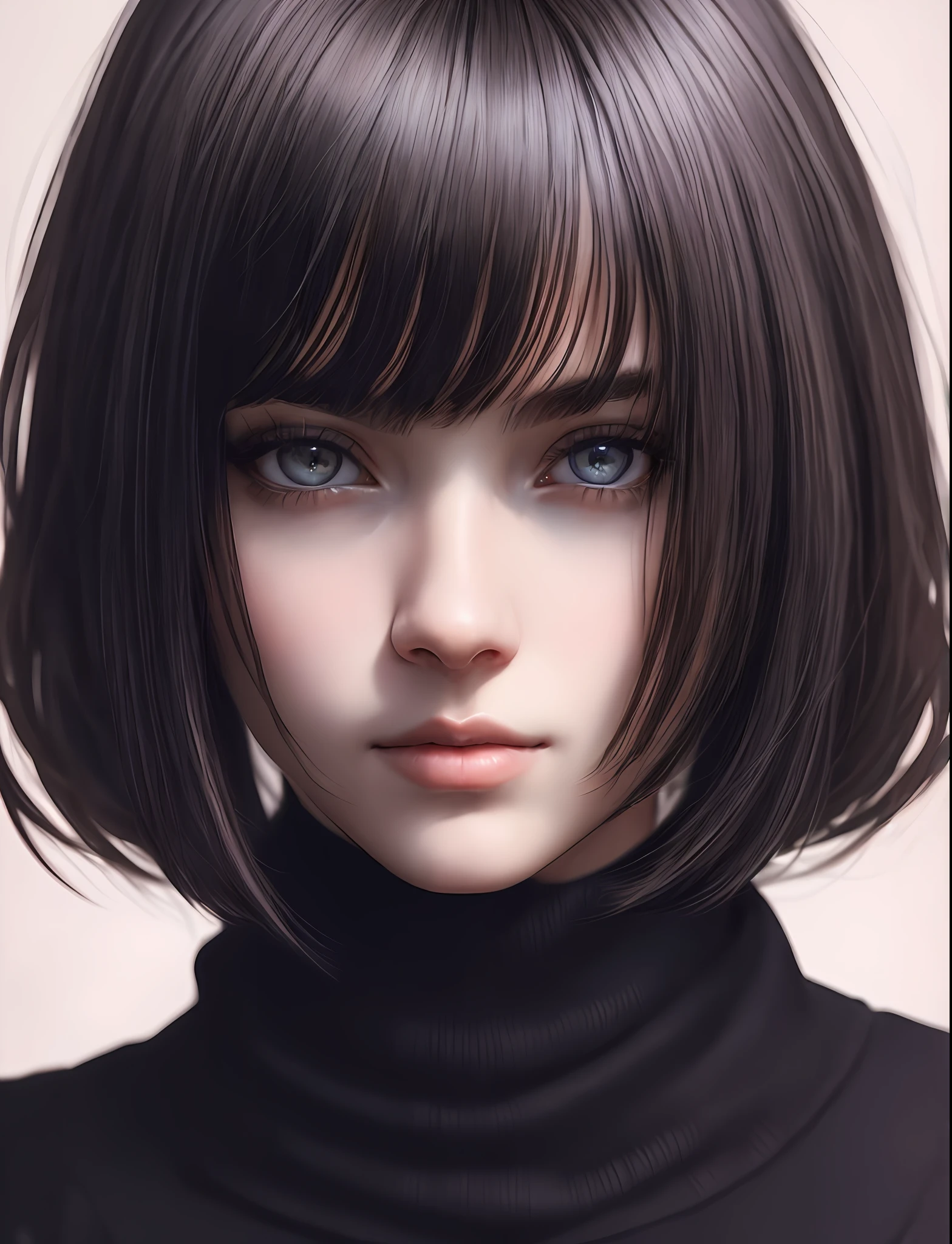 Milenka Mikhailova, (masterpiece), realistic, (portrait of a girl), beautiful face,
sunlight, cinematic light, bangs, beautiful woman, beautiful eyes, short black hair,
perfect anatomy, very cute, princess eyes, (eyes black), (frame head), centered, stylized,
bioluminescence, 8k resolution, low-cut white dress with small blue details, human hands,
full of wonder, elegant, approaching perfection, dynamic, highly detailed, character sheet ,
concept art, soft , looking directly at the viewer positioned so that her body is symmetrical and balanced,
incredibly beautiful, short black detailed hairstyle with bangs,