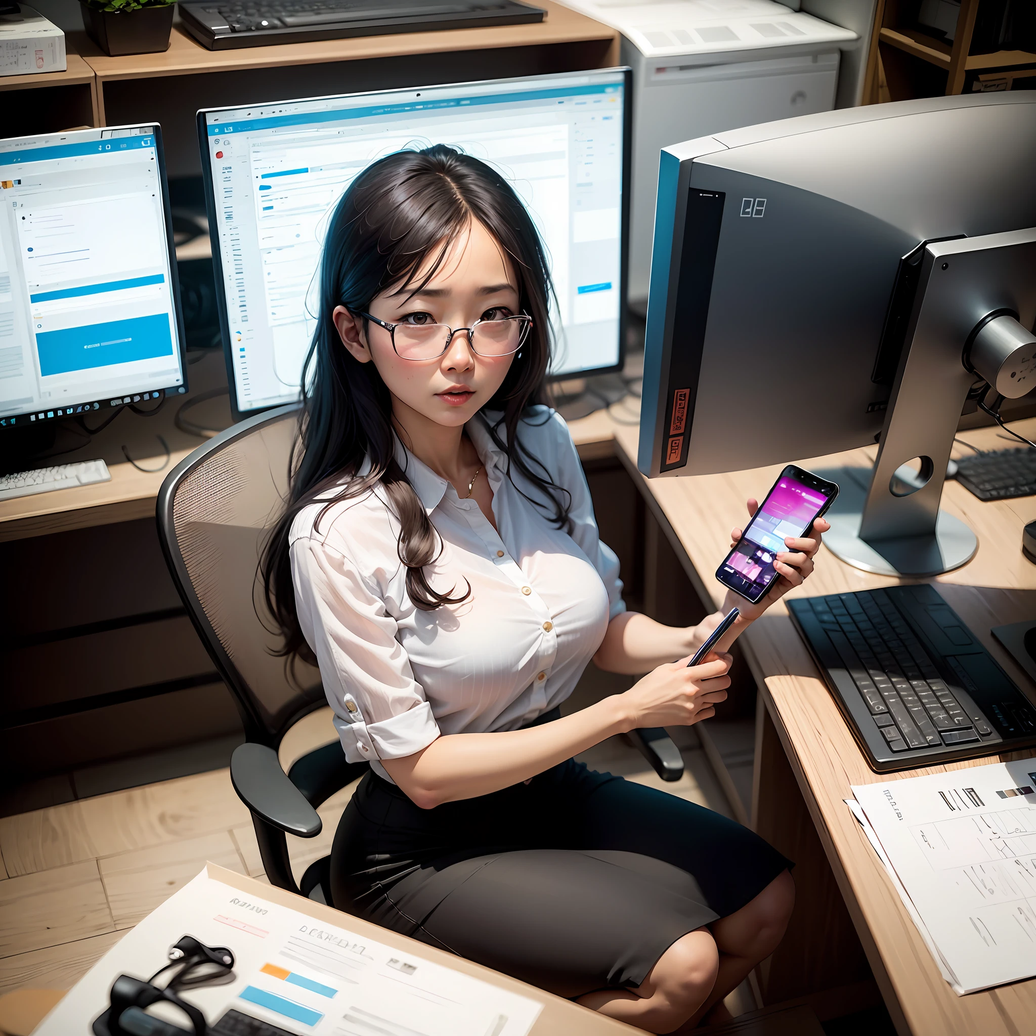 1 woman, Japan, real, office lady --auto