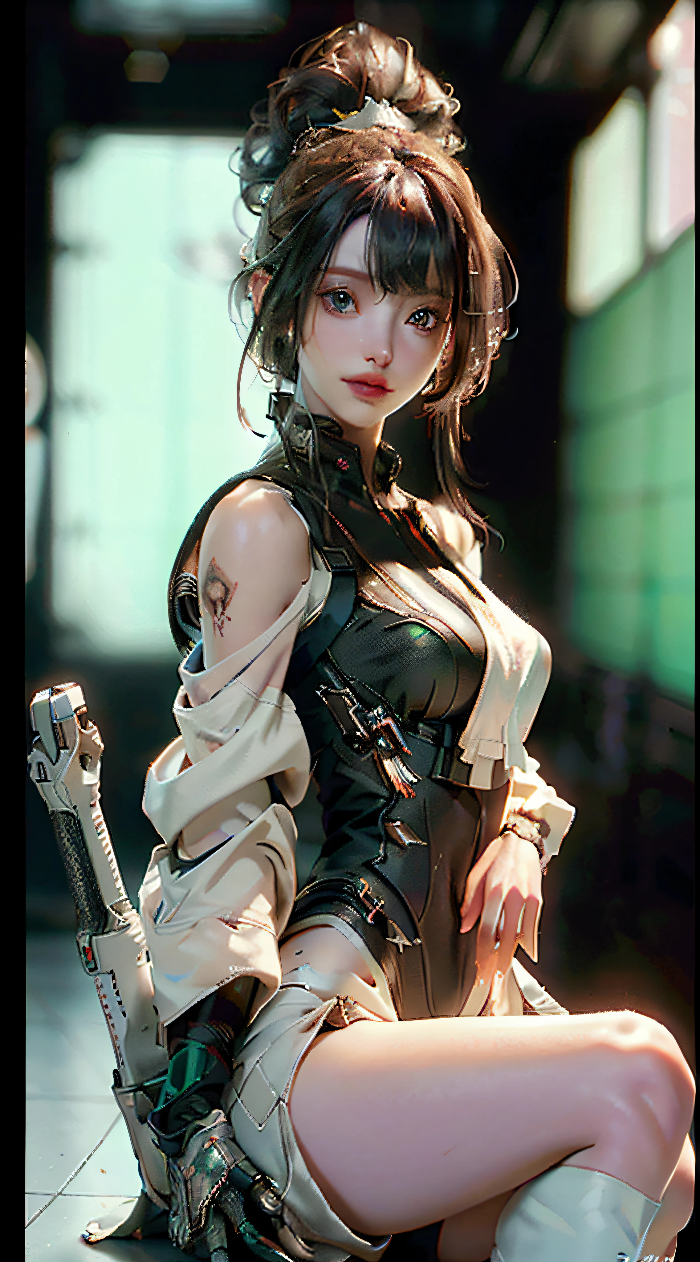 ((Best quality)), ((masterpiece)), (detailed:1.4), 3D, an image of a beautiful cyberpunk female,HDR (High Dynamic Range),Ray Tracing,NVIDIA RTX,Super-Resolution,Unreal 5,Subsurface scattering,PBR Texturing,Post-processing,Anisotropic Filtering,Depth-of-field,Maximum clarity and sharpness,Multi-layered textures,Albedo and Specular maps,Surface shading,Accurate simulation of light-material interaction,Perfect proportions,Octane Render,Two-tone lighting,Wide aperture,Low ISO,White balance,Rule of thirds,8K RAW,