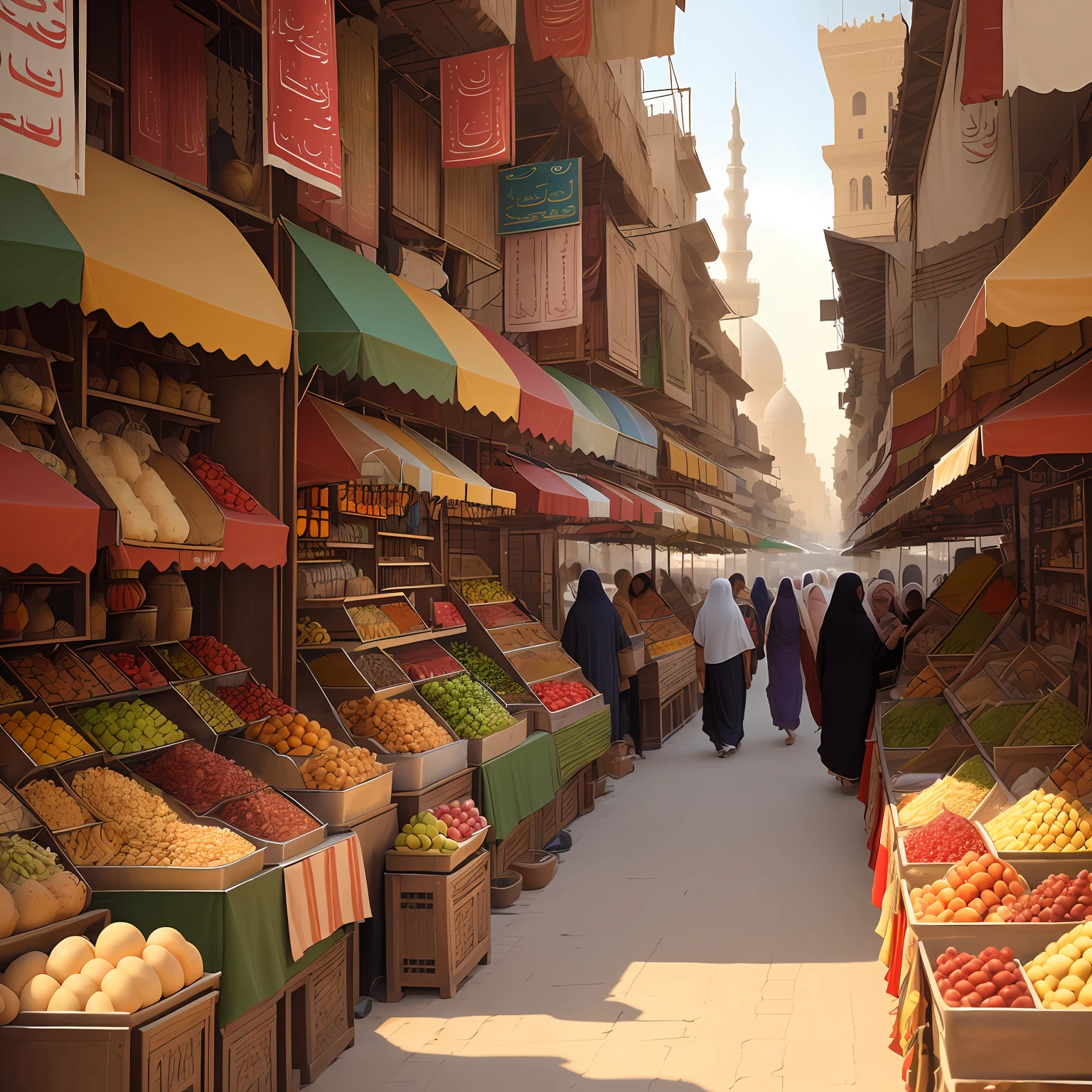 Market in modern Egypt, realistic image, high quality, cinematic image --auto