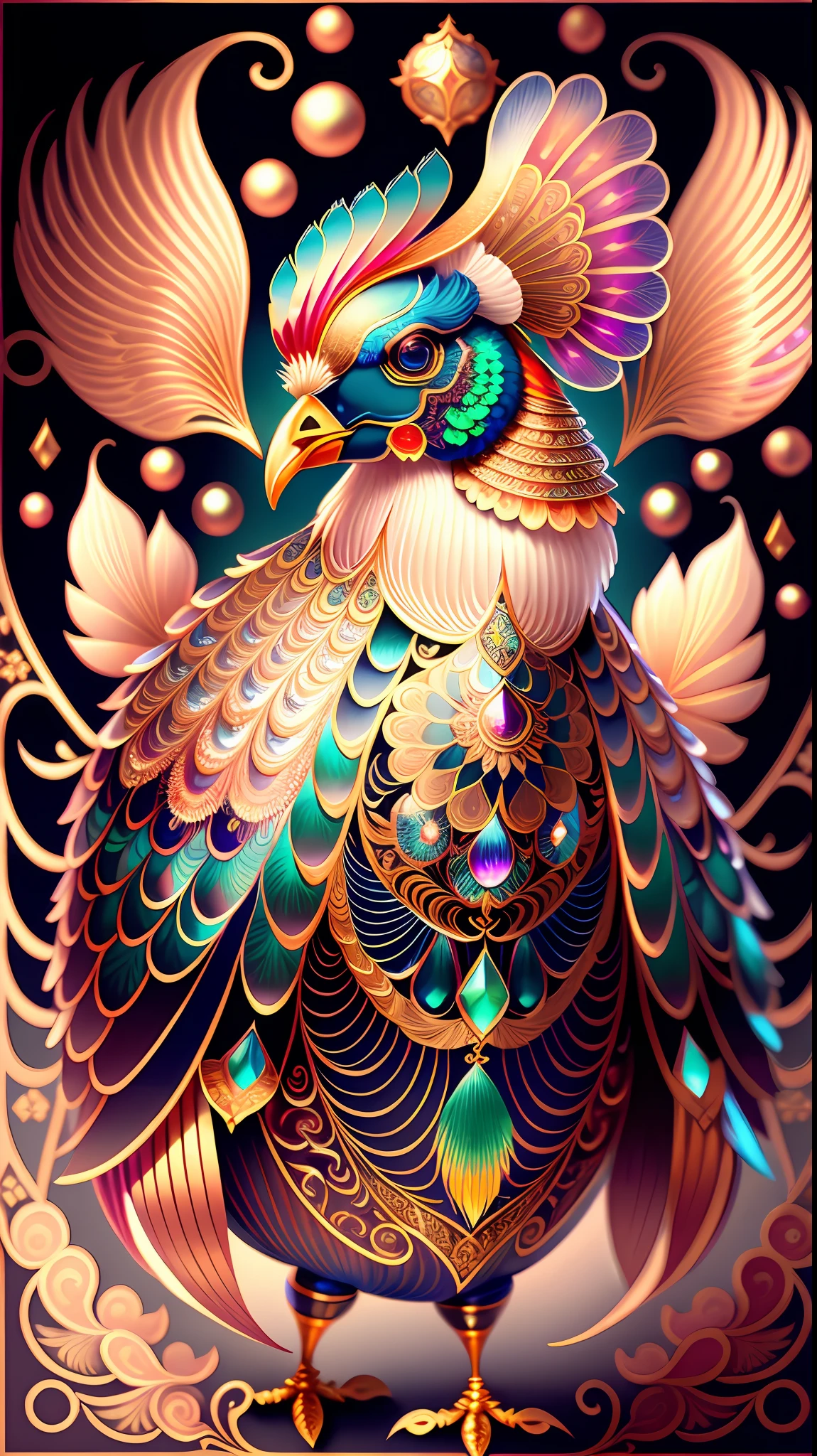 Magic White Peacock, Kawaii, Fluffy, Sparkling Stars Body Paint, Dream Forest, Realistic Painting, Clear Focus, 8K, Perfect Composition, ArtStation Trend, Award Winning Photos, Unreal Engine 5, Cinematic Smoothness, Intricate Details