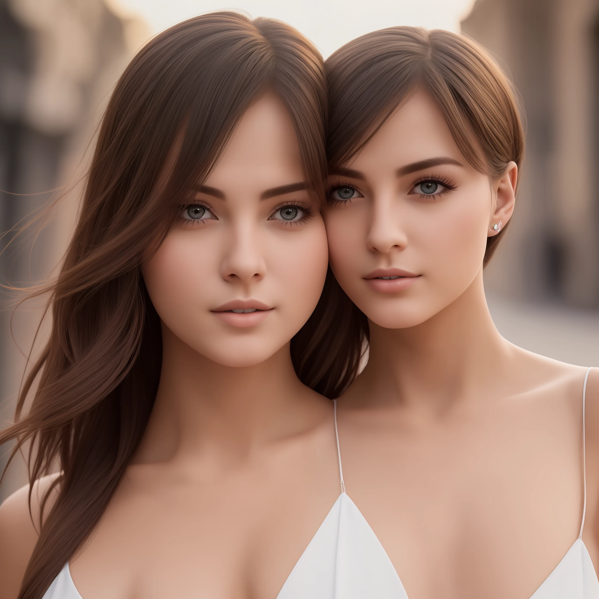 1girl, 1 girl, beautiful face, (realistic photo: 1.4), (high detail skin: 1.3), 8k uhd, dslr, high quality, high resolution, 8k, ultra high definition eyes, ultra high definition lips, hair in the wind, building street, erotic, chest seems to protrude from the chest, --auto