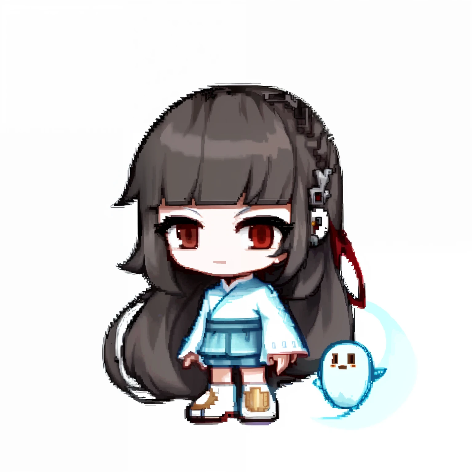 a close up of a person with a pixel style picture, by Kanbun Master, visual novel sprite, chibi, 1 0 0 0 x 1 0 0 0 pixel art, ruan cute vtuber, chibi girl, :9 detailed face: 8, 8k!!, style of maple story, pale young ghost girl, [ floating ]!!, cartoonish cute