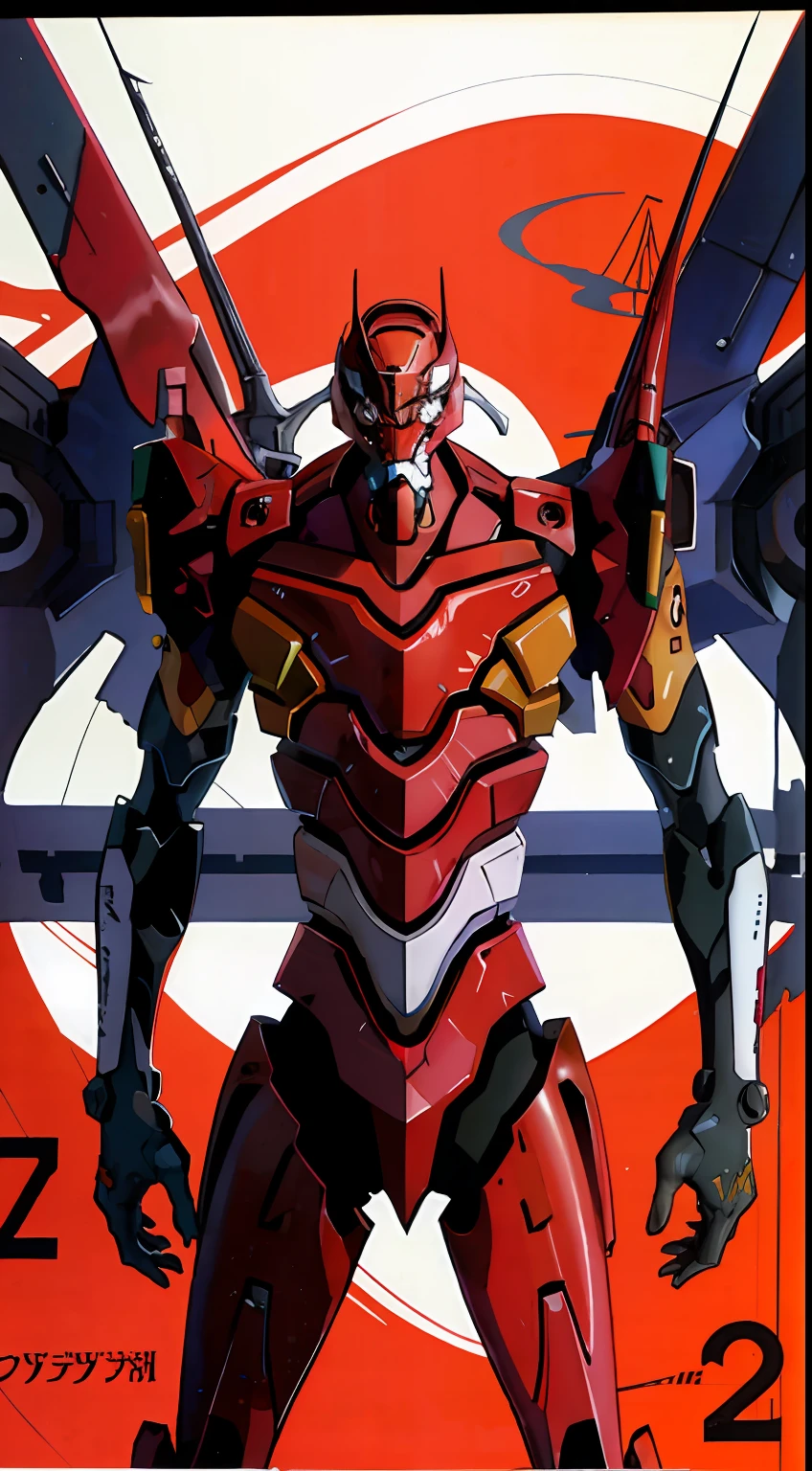eva 02, evagod, evangelion mecha, science fiction, looking at viewer, (official art, Best quality, masterpiece:1.2), illustration, high res,