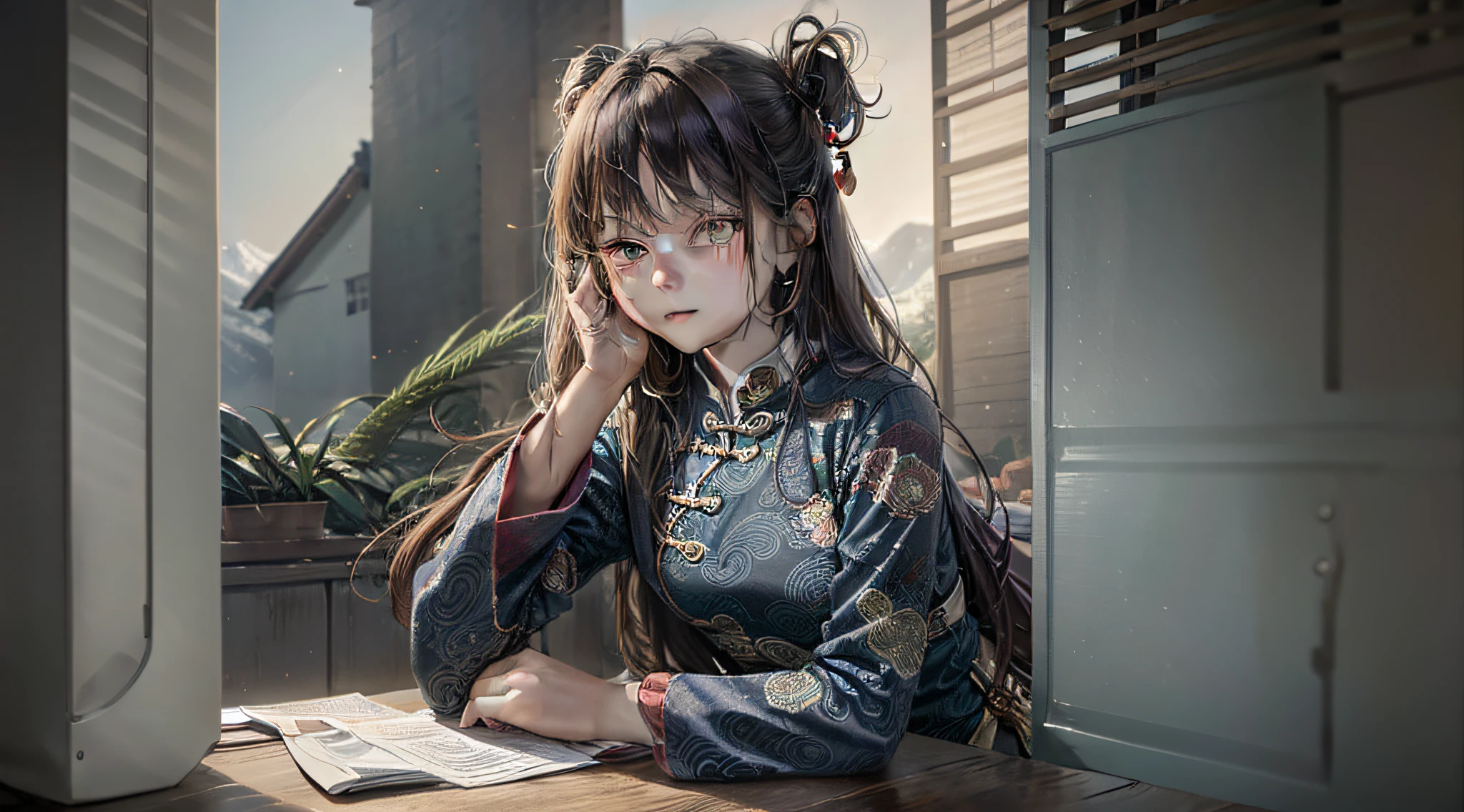 A young and beautiful ancient Chinese rural woman