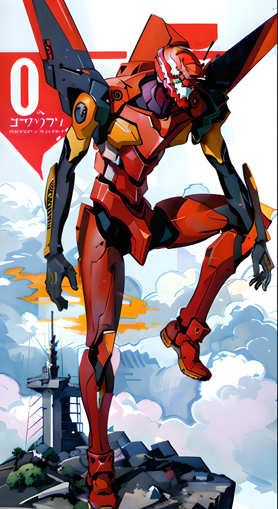 EVA 02, EVA 02 head, masterpiece, best quality, illustrations
