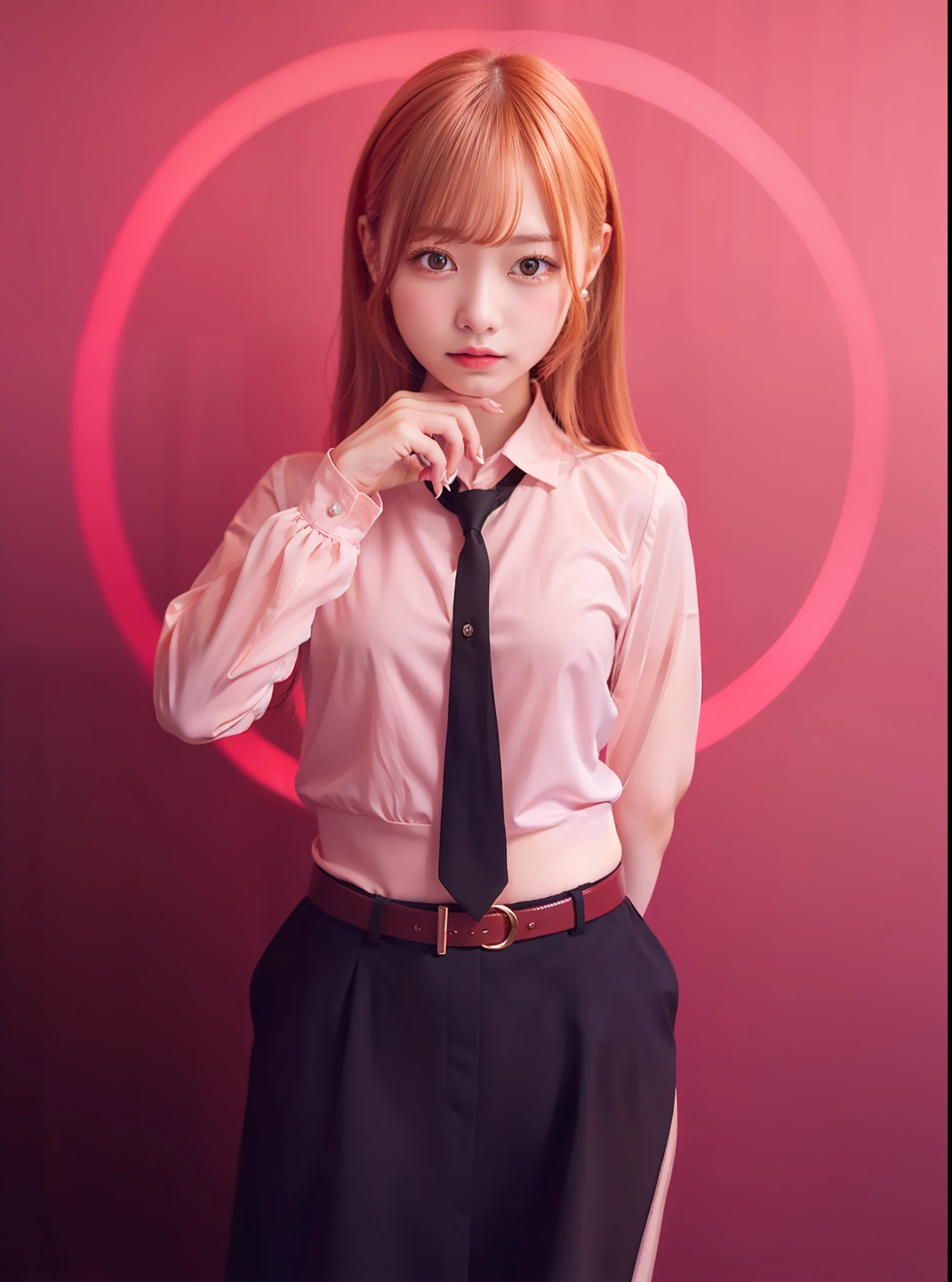 Masterpiece, 1girl, makima, best quality, orange hair, yellow eye