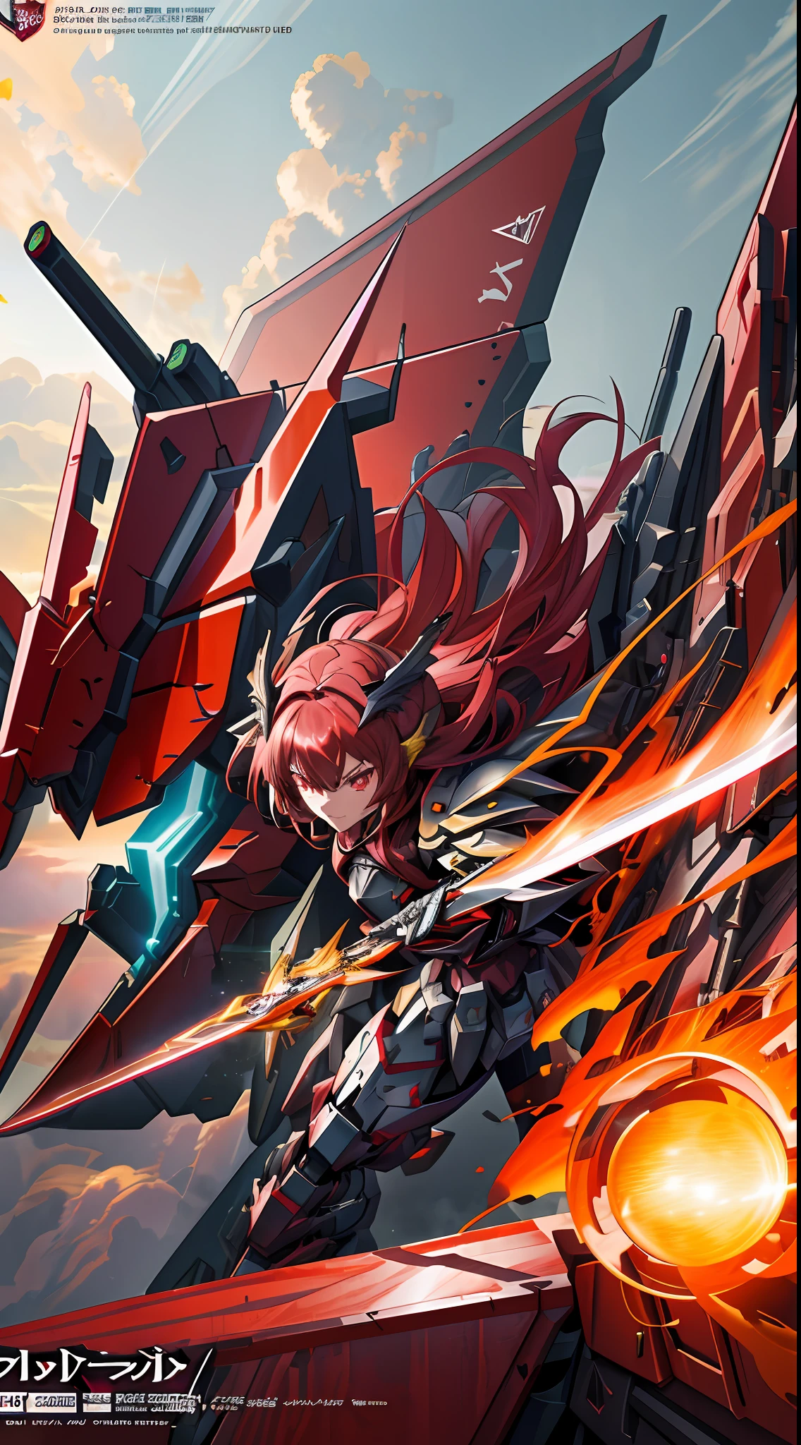 A robot close-up with a big head and a sword, mechanized Valkyrie girl, mecha network armor girl, detailed digital anime art, detailed anime artwork, armor girl, anime mecha aesthetics, advanced digital anime art, female mecha, robot mecha female dragon head, detailed anime art, detailed key anime art, badass anime 8 K, dark red livery