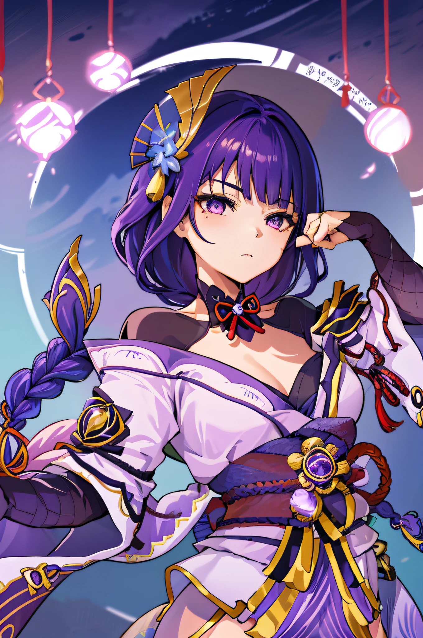 anime girl with purple hair and purple dress posing naked, ayaka genshin impact, portrait knights of zodiac girl, commission for high res, highly detailed exquisite fanart, keqing from genshin impact, marin kitagawa fanart, black - haired mage, ((a beautiful fantasy empress)), onmyoji portrait, ayaka game genshin impact