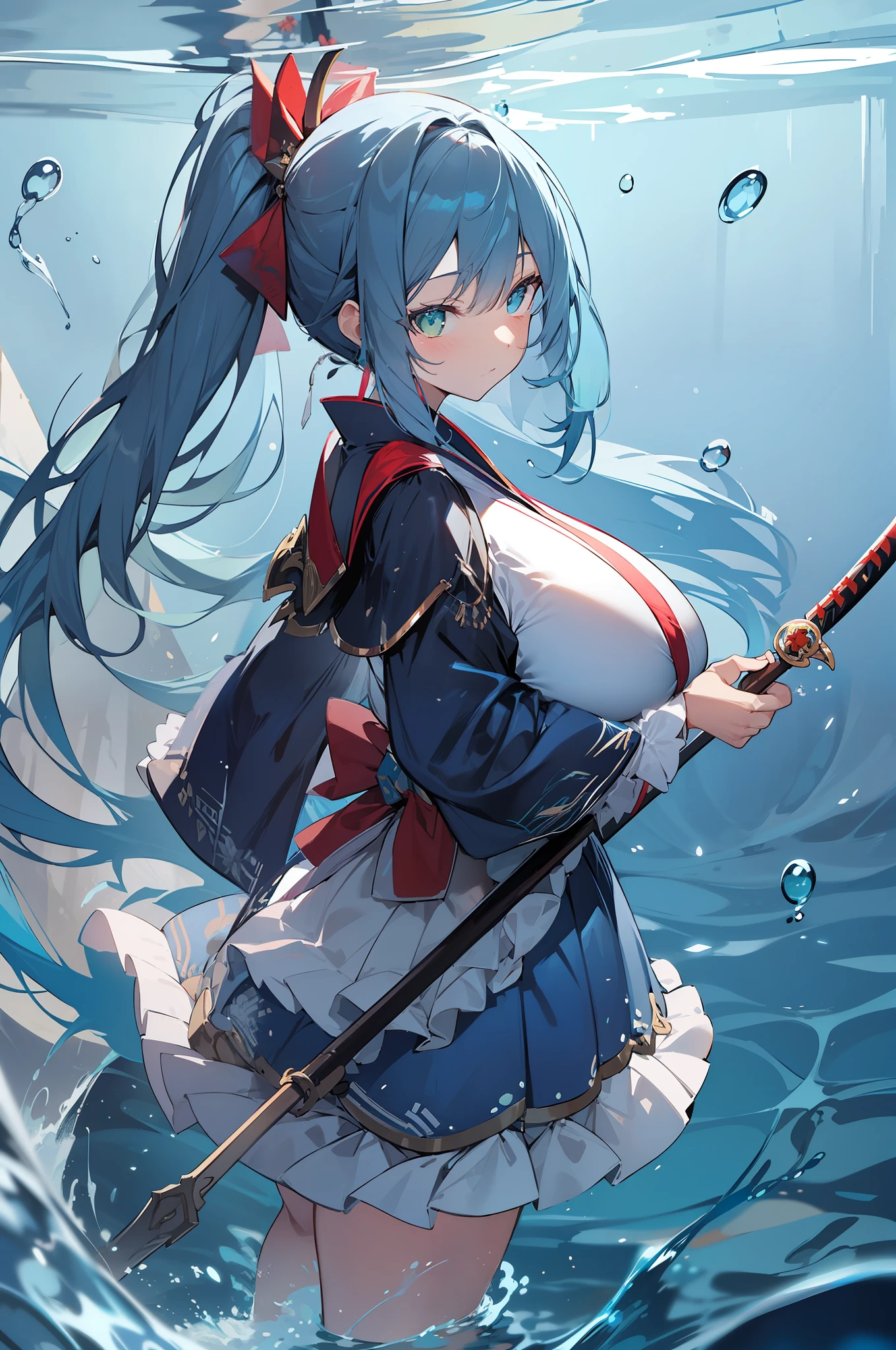 Super huge, super breasts, huge breasts, huge breasts, white kimono, breasts seen from the side, side breasts,