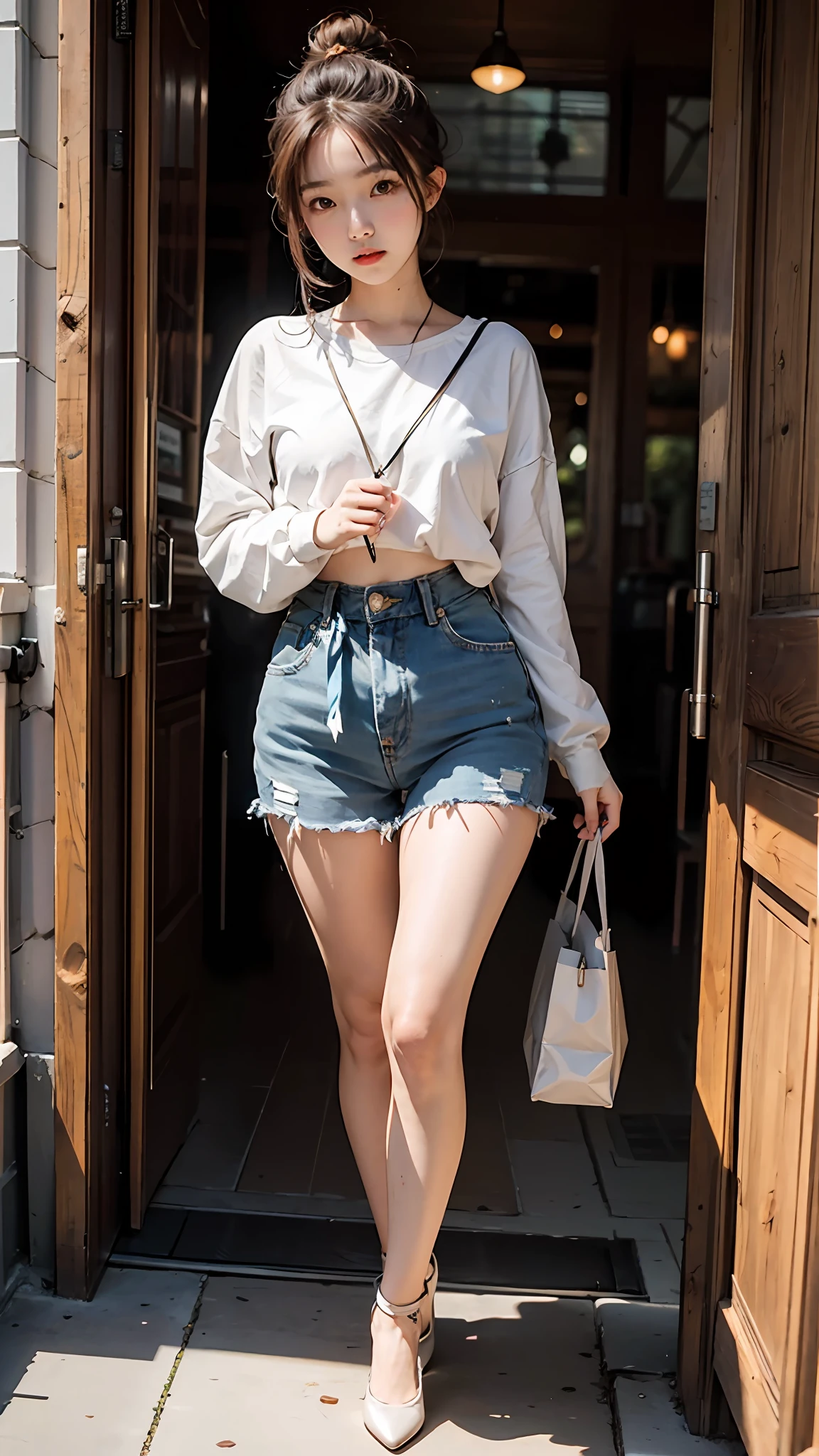 Beautiful woman, pear-shaped body, ite and cute, small waist, short clothes