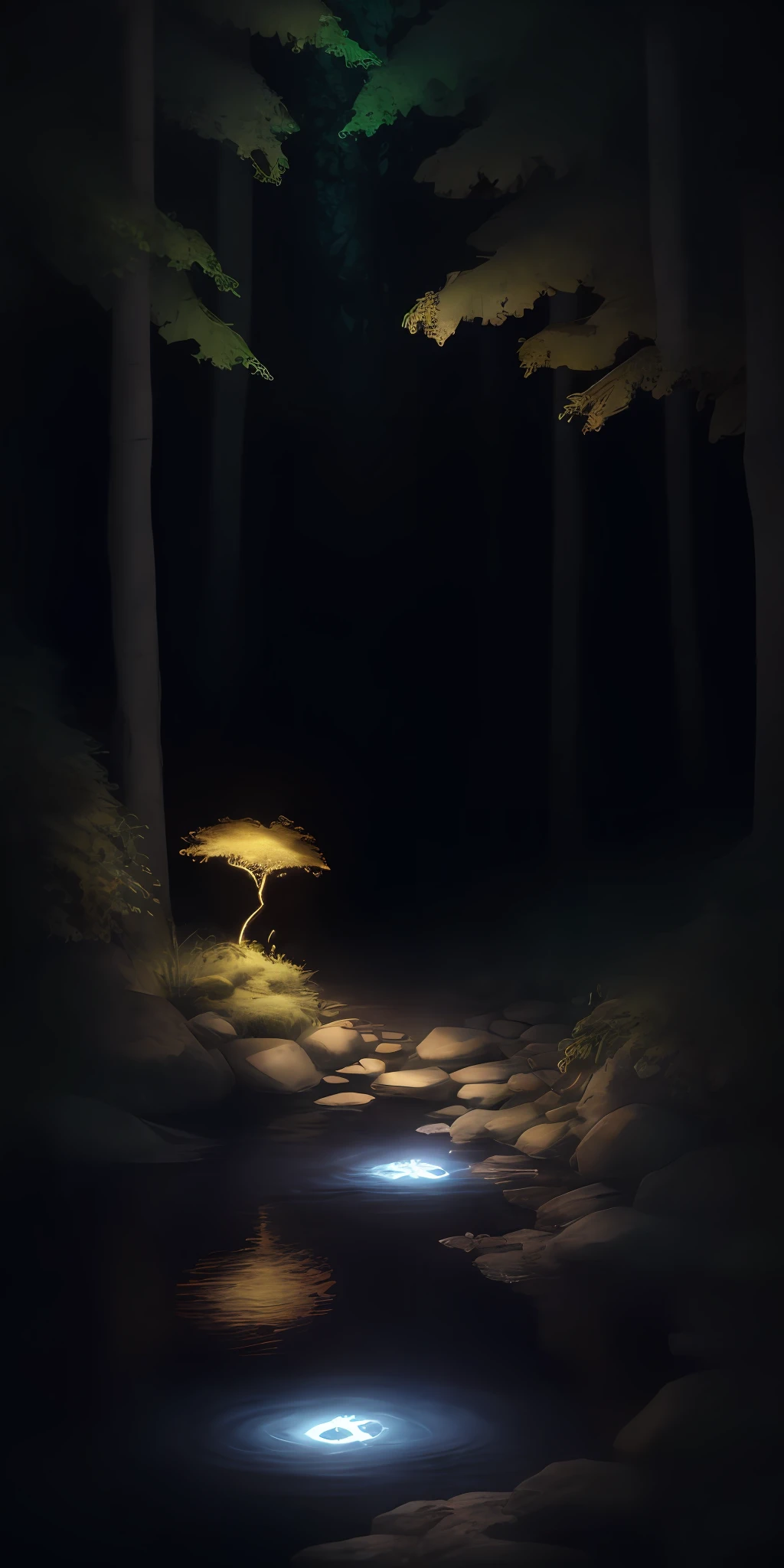 Masterpiece, best quality, (very detailed CG unified 8k wallpaper), (best quality), (best illustration), (best shadow), glowing elfs with a glowing baby reindeer, drinking water in the pool, natural elements in forest theme. Mysterious forest, beautiful forest, nature, surrounded by flowers, delicate leaves and branches surrounded by fireflies (natural elements), (jungle theme), (leaves), (branches), (fireflies), (particle effects) and other 3D, Octane rendering, ray tracing, super detailed , deer --v6