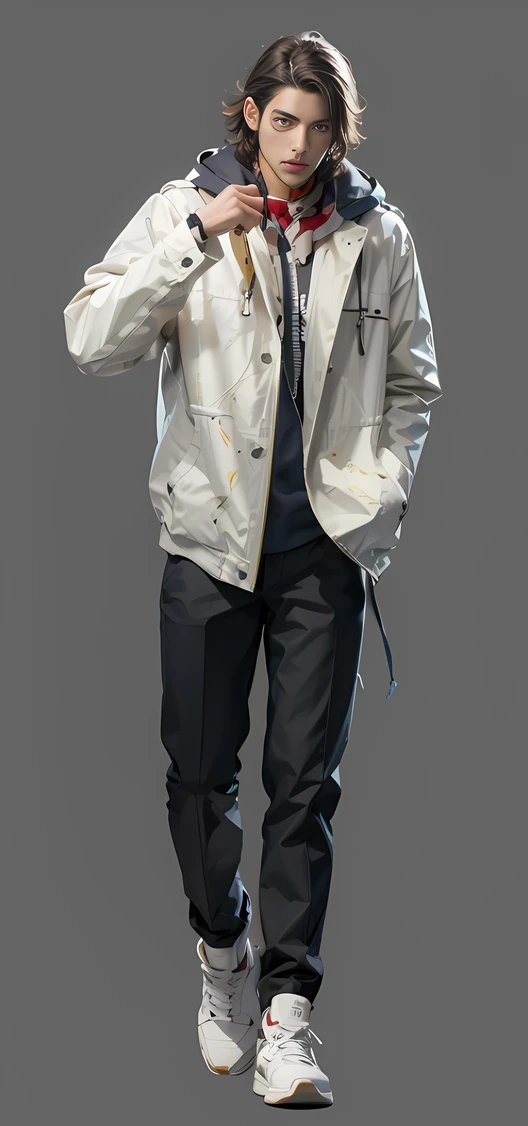 Alaferd image of man in jacket and pants, full body character portrait, full body character portrait, full body portrait of character, full body portrait, ((character concept art)), full body portrait, official character art, unrealistic character concept, character artwork, detailed full body concept art, detailed full body portrait, full body shooting super detailed, white jacket, super fine texture, fashionista,