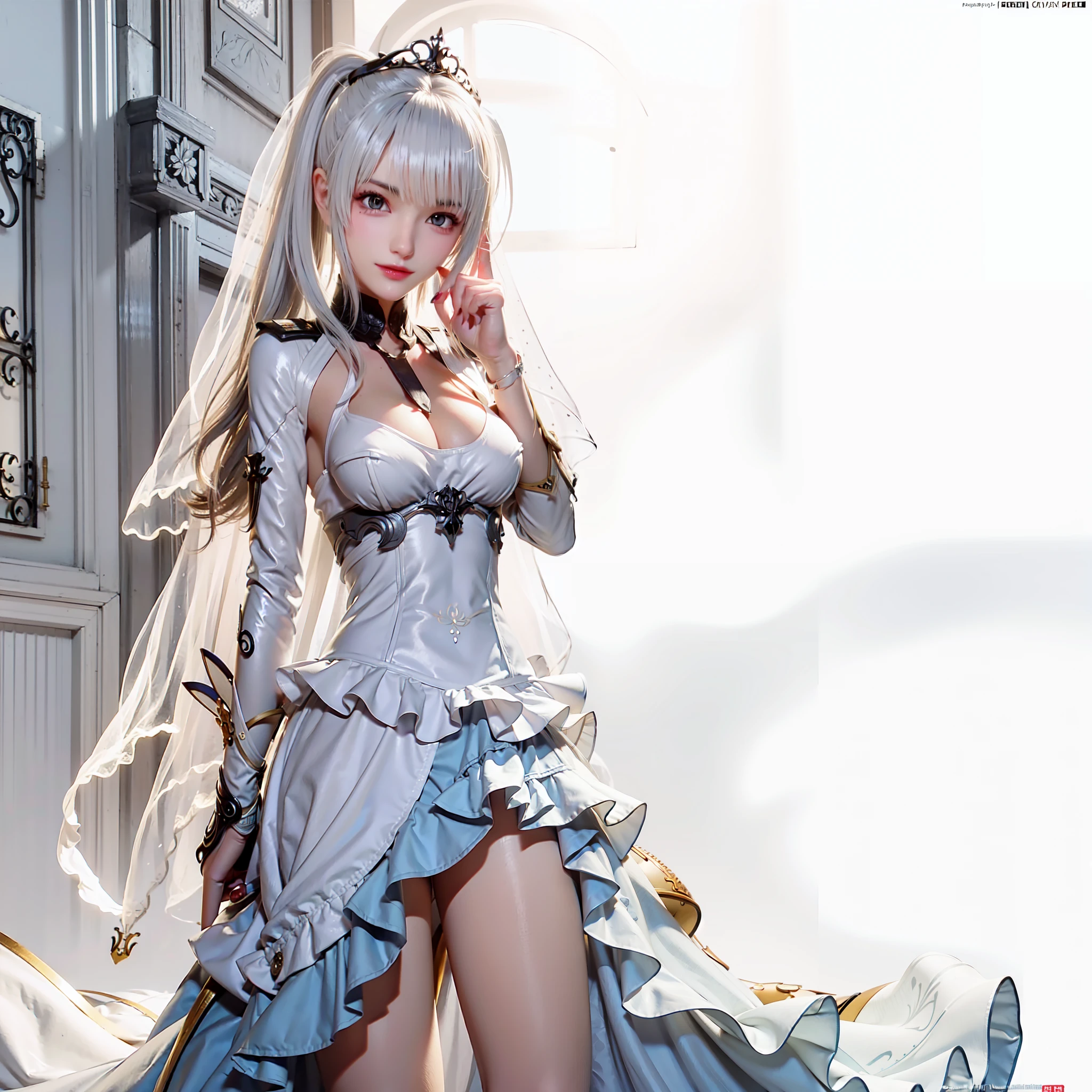 Wedding Veil, L (Masterpiece), (Best Quality), (Ultra Detailed), (((Illustration))), (Extremely Delicate and Beautiful)), (Detailed Light), (1 Girl: 1.5), (Solo: 1.2), (Perfect Body), NSFW