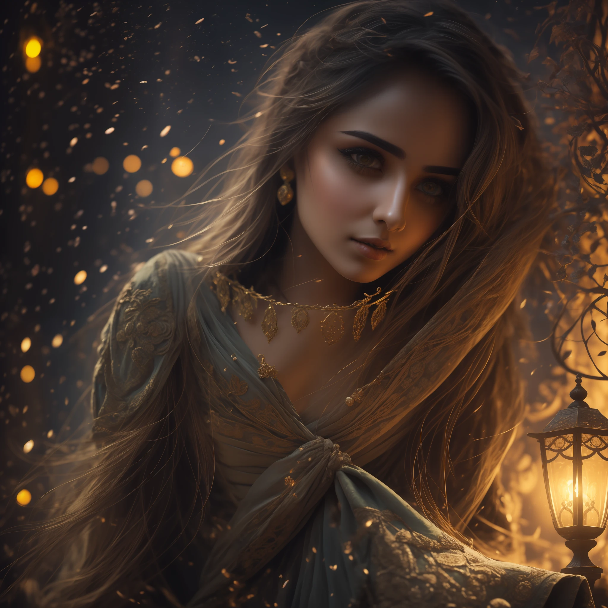 Bollywood actress in the style of Alexandr Averin, dreamy, dark cyan and red, i can't believe how beautiful this is, serene atmosphere, ethereal light, epic realistic, illustrated by herg, style of Alois Arnegger, pen and ink,art by greg rutkowski and artgerm, soft cinematic light,hdr, intricate, highly detailed, (depth of field:1.4), faded, (neutral colors:1.2), (hdr:1.4), (muted colors:1.2), hyperdetailed, (artstation:1.4), cinematic, warm lights, dramatic light, (intricate details:1.1), complex background, (rutkowski:0.66), (teal and orange:0.4), (intricate details:1.12), hdr, (intricate details, hyperdetailed:1.15) (skin texture:1.2)