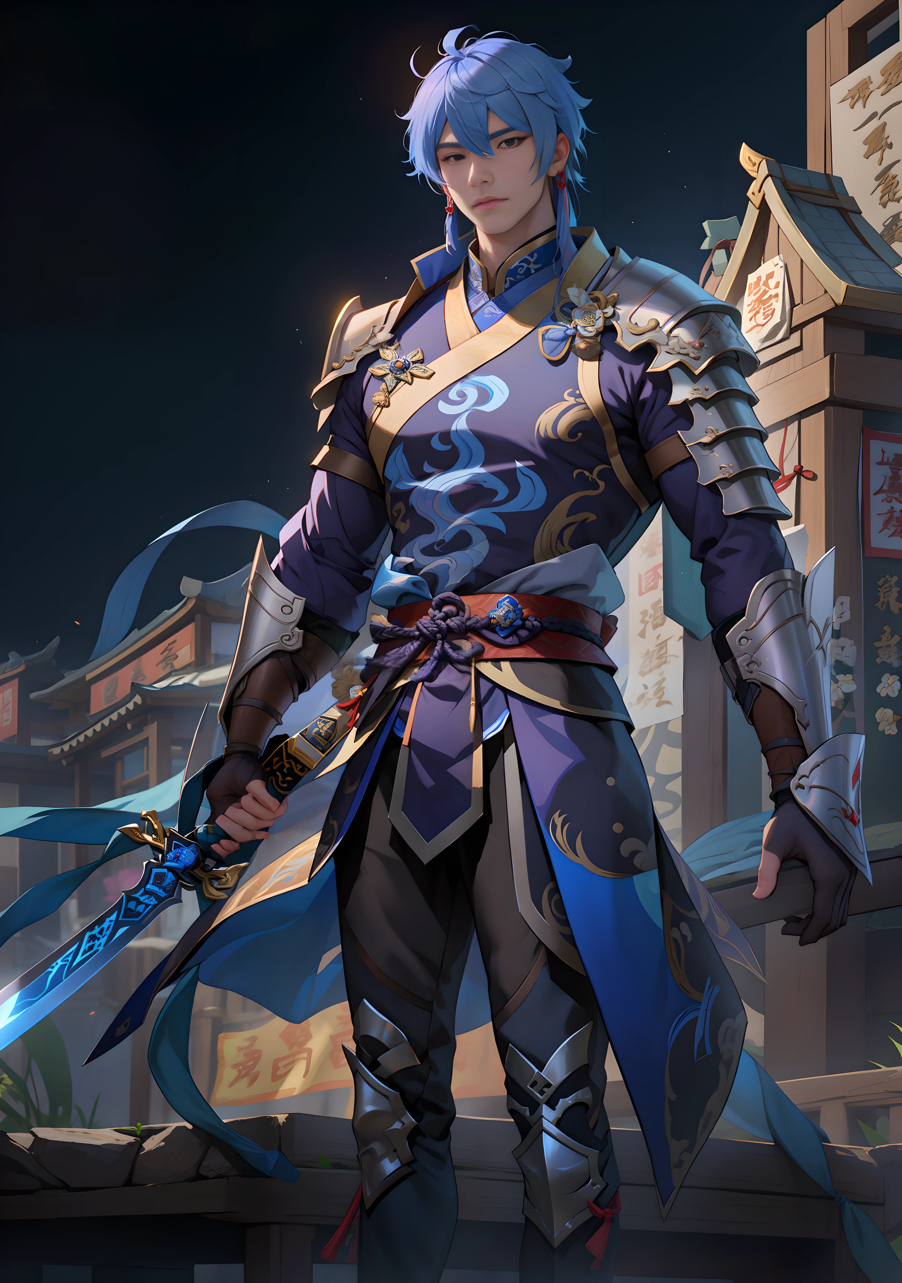 arafed image of a man in armor holding a sword, zhao yun, inspired by Huang Shen, heise jinyao, inspired by Li Tang, keqing from genshin impact, inspired by Pu Hua, inspired by Huang Ding, inspired by Li Rongjin, inspired by Li Kan, inspired by Yang Jin, inspired by Cao Zhibai