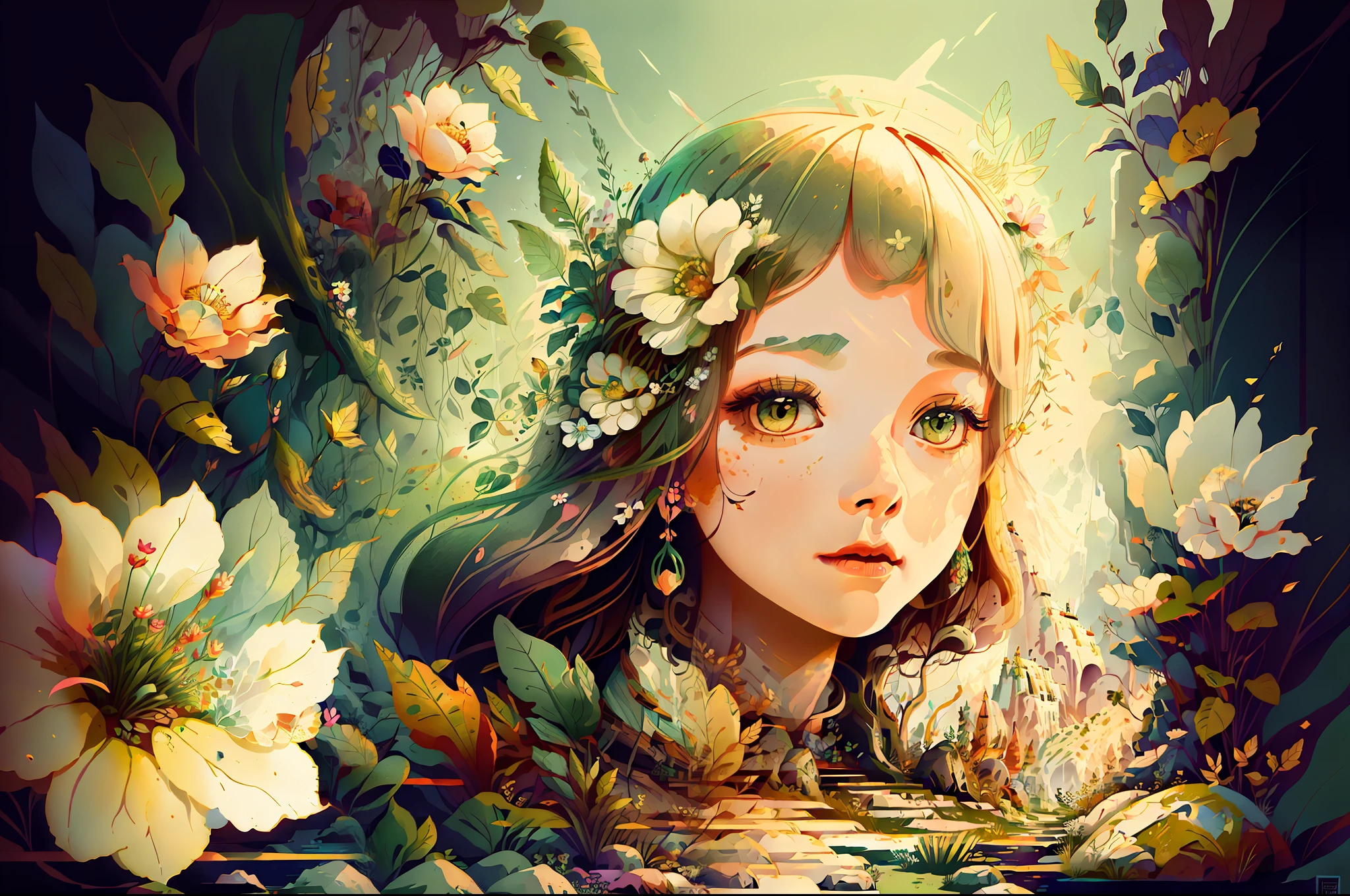 (Illustration:1.3) beautiful planet earth with flowers and plants sprouting spring day (by Artist Anna Dittman:1), (((masterpiece))), (((best quality))), ((ultra-detailed)),(detailed light),((an extremely delicate and beautiful)),