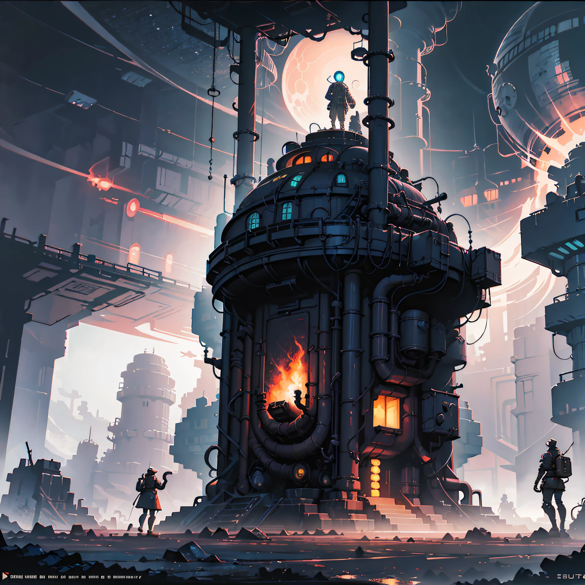 Futuristic dark landscape,saturn moons,futuristic temple design,pilgrims,cyborg, alien biodiversity,epic matte painting,concept art, Ashley wood style --s --auto
