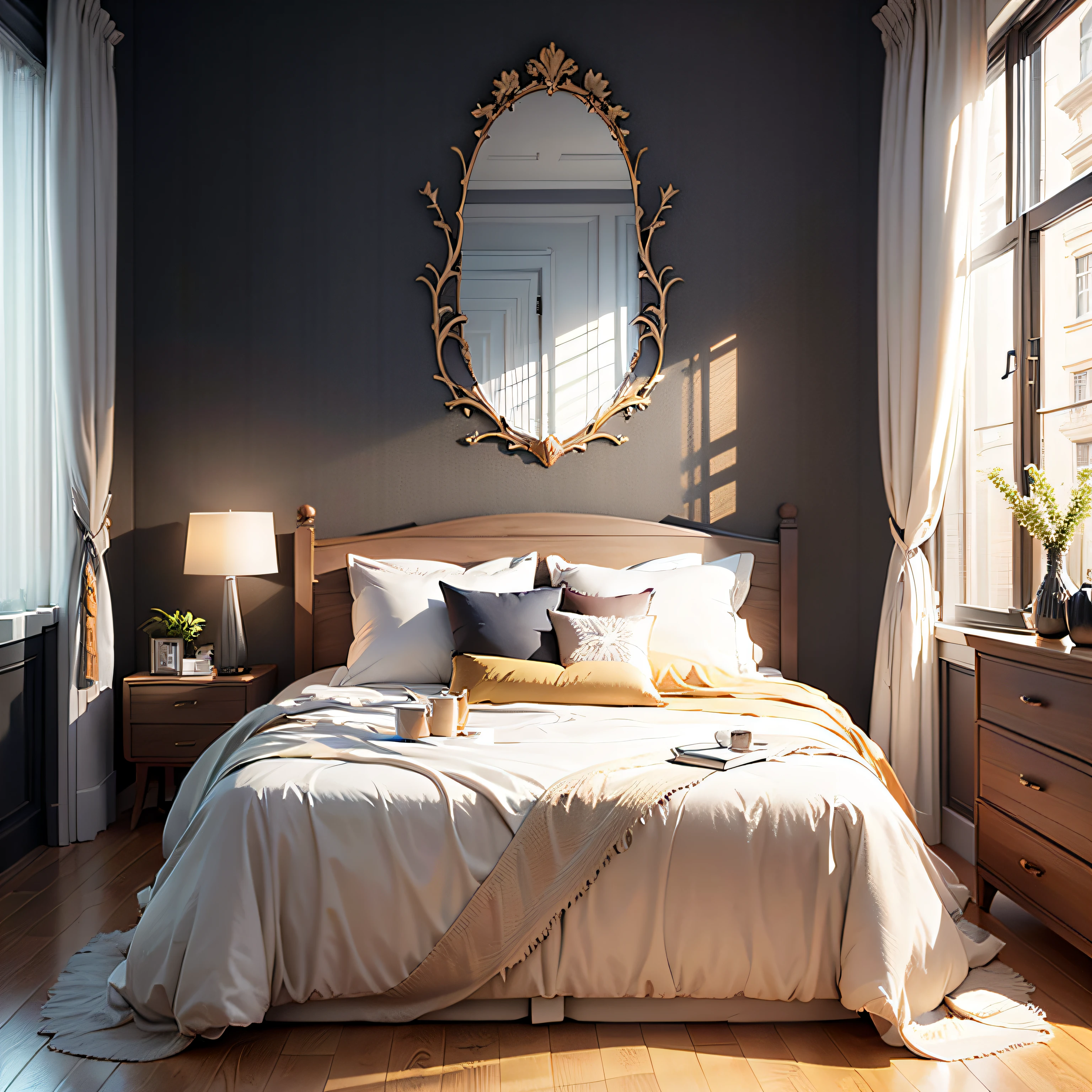 (extremely detailed CG unity 32k wallpaper, masterpiece, best quality, ultra-detailed), minimalistic decoration style, high resolution, bedroom, luxury modern interior design --auto