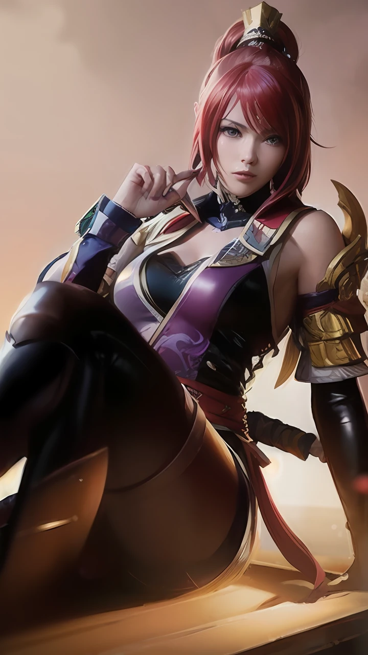 a close up of a woman in a costume sitting on a ledge, mobile wallpaper, katarina, xianxia hero, fiora from league of legends, yun ling, fighting game character, league of legends character, zhongli from genshin impact, bian lian, katana zero video game character, wallpaper background, wallpaper mobile, yang qi