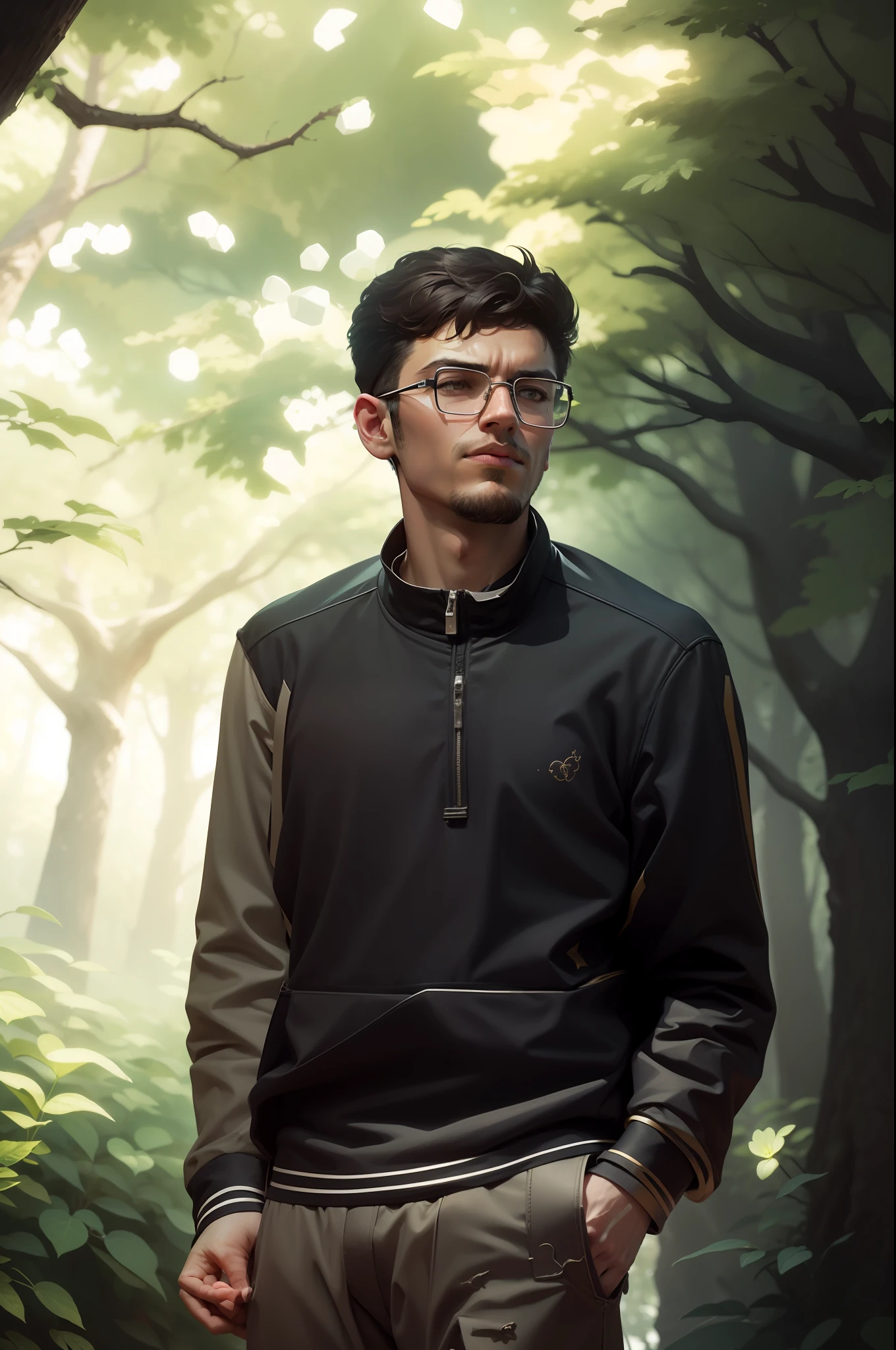 Change background to Illustration of a hyperrealistic , otherworldly, ultrasky scene featuring a giant crystal tree full body,very detailed and magical lighting, intricate forest details, vegetation and river around, solarpunk ,landscape, giant tree, beatifull leafy with beautiful lighting and realistic proportions, as if it were a cinematic background, 8k, highest quality, masterpiece, clouds and stars in the sky.