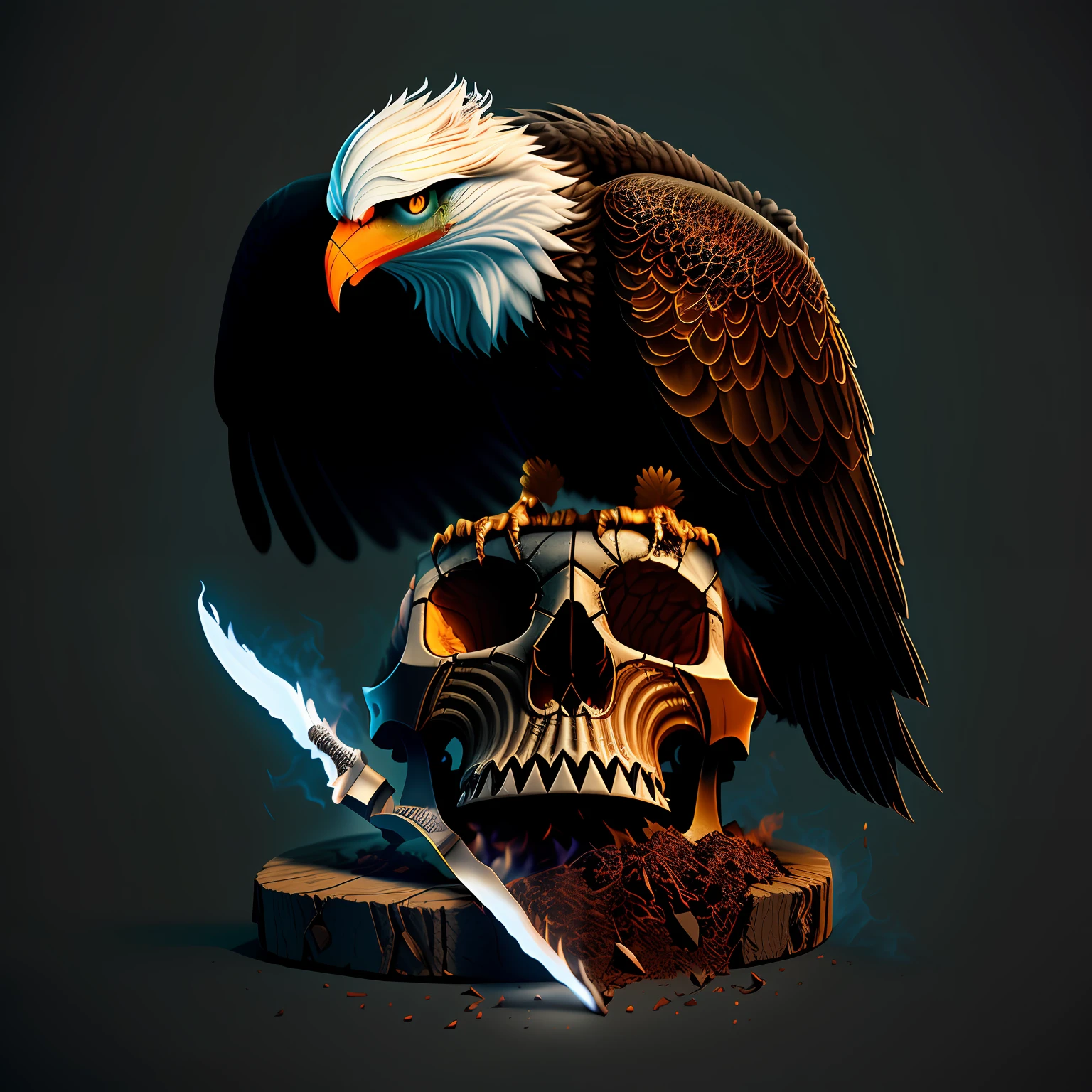 add fire to the skull's eyes