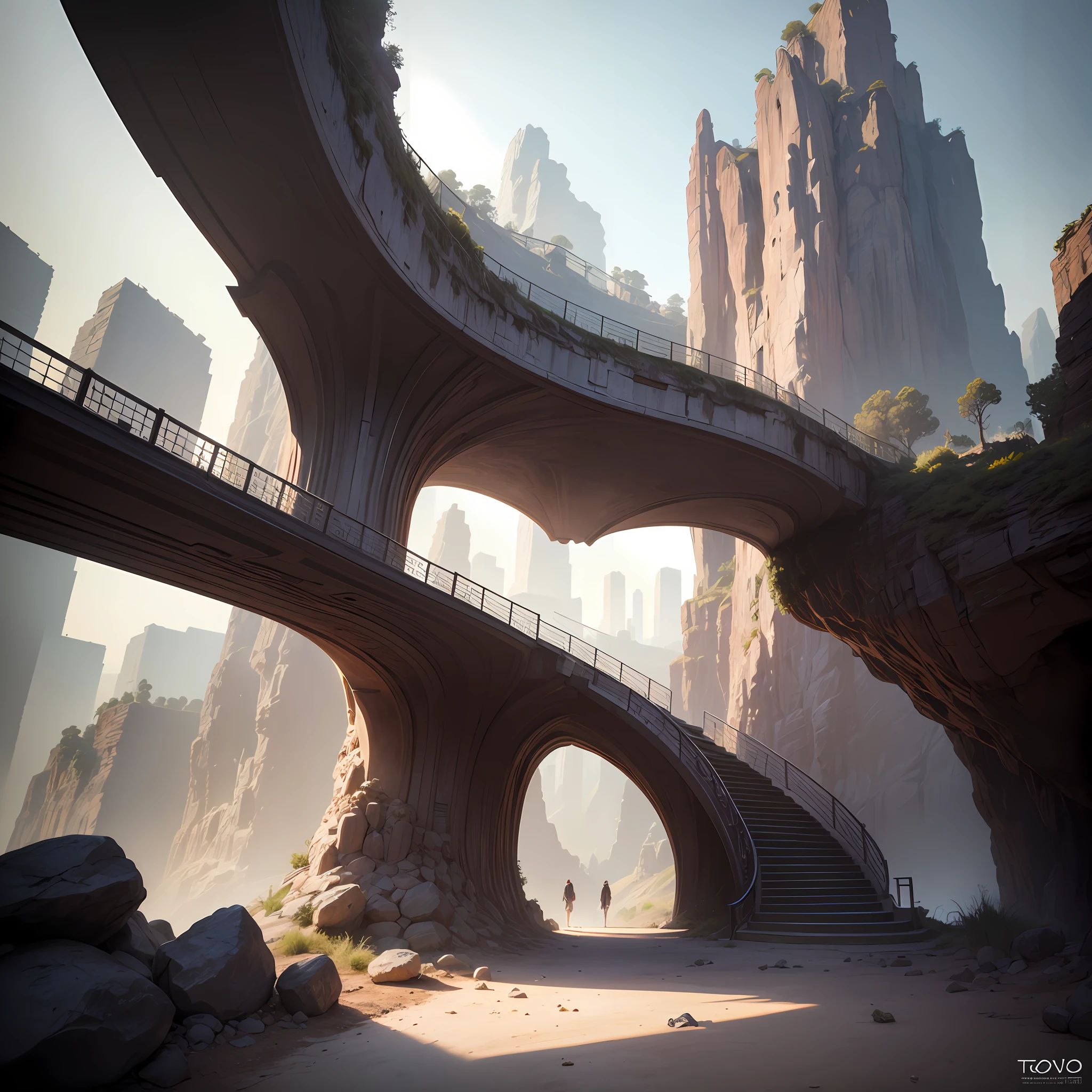 Futuristic design of cave architecture interiors concept art on grand Canyon caves nature architecture, proportional,detailed, cave architecture nature meets futuristic architecture by Toyo Ito ,residential area, futuristic development, high rise made up staircases, balconies, full of rock and glass facades, residential spaces carved from cliff side ,trending on artstation, beautiful lighting,In the style of Jean Nouvel masterpiece, fantasy, intricate, award winning, 4k, highest quality render --auto