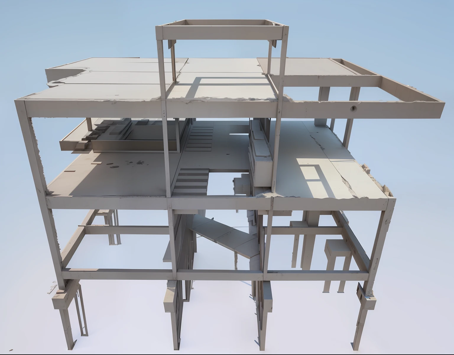 Insert realistic concrete texture, render materials, reinforced concrete structure, do not change elements