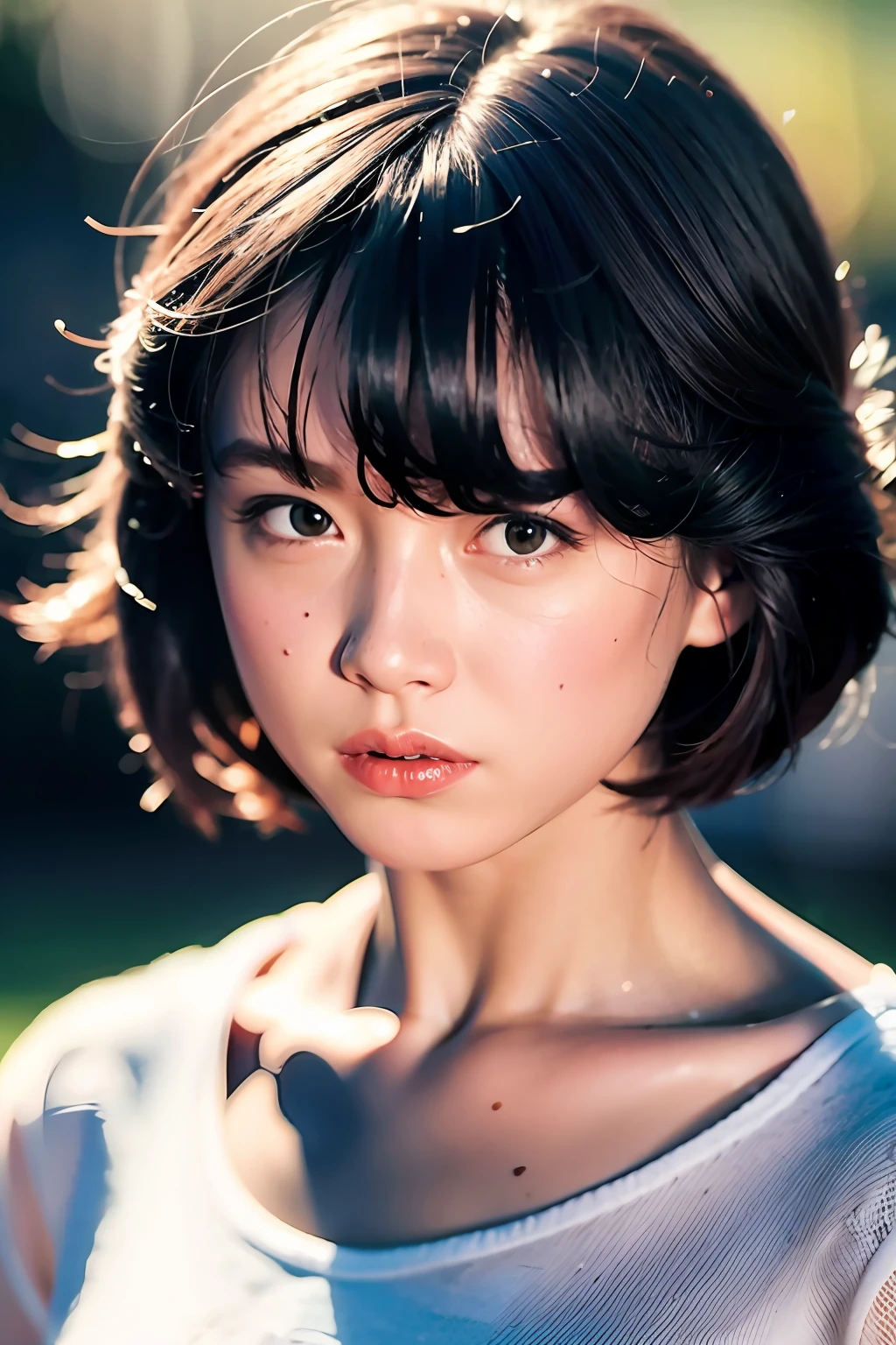 8k, RAW, best quality, ultra high res, 1girl, portrait, closeup, short hair, perfect lighting, bangs, standing, crying, shed tears, tears drop, tears on face, sad, innocent face, shining tears in eyes, ((closed lips)), glowing tears, glowing eyes, heartbroken innocent face,
,akinav1,