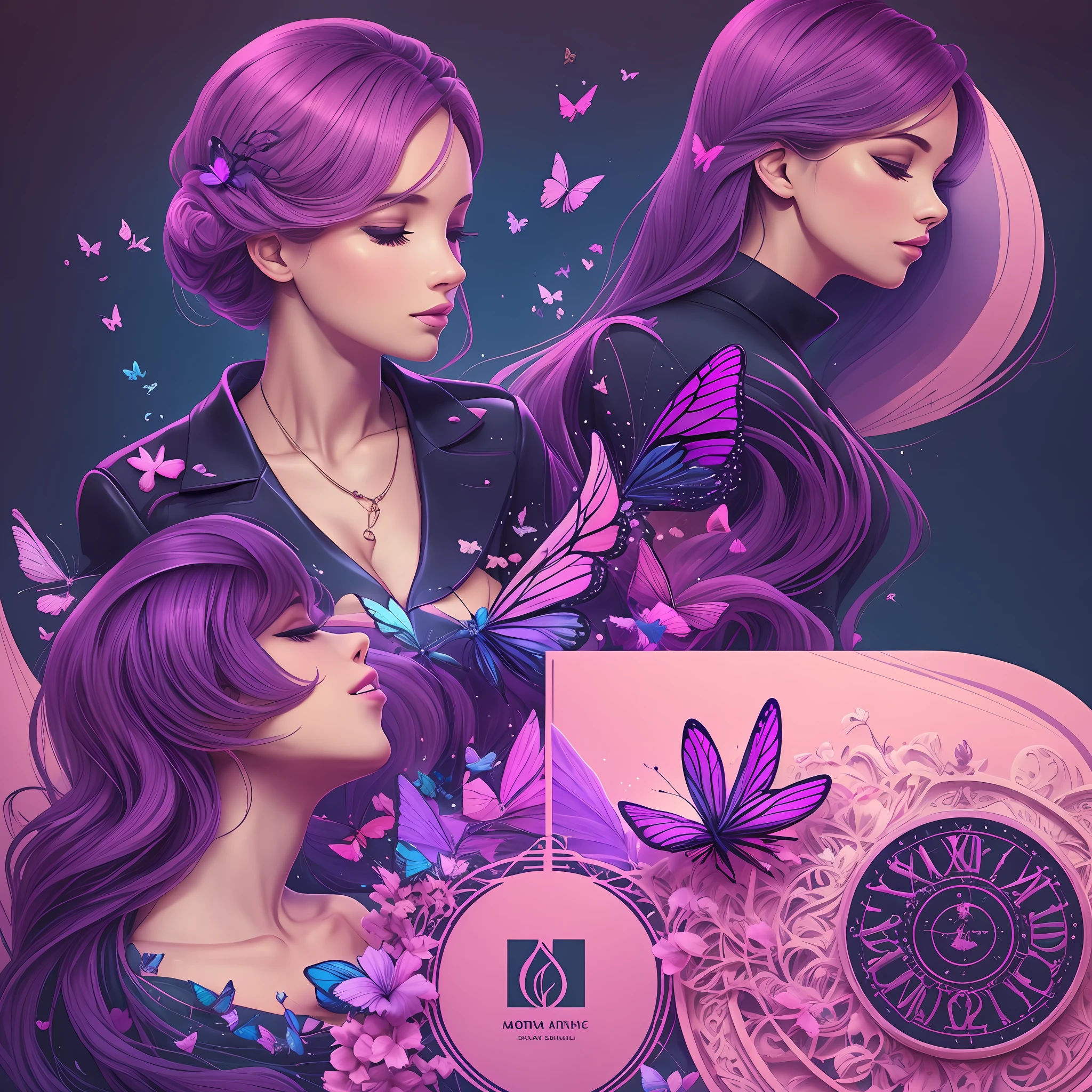Icon: A butterfly, symbol of transformation and change, can be a good option to represent EquiVentura. Colors: Soft shades of pink and purple, with a touch of dark blue, can create a sensual and impactful logo. Source: An elegant and modern font, such as the Montserrat fountain or the Lato font, can convey the professional and modern personality of EquiVentura. Layout: A simple, clean layout, with the icon on the left and the company name underneath or next to the icon, can create a minimalist, easy-to-recognize logo. Variations: For smaller marketing materials, such as business cards, it can be helpful to create a simplified version of the logo, with only the icon and company name on a single line. --auto --s2