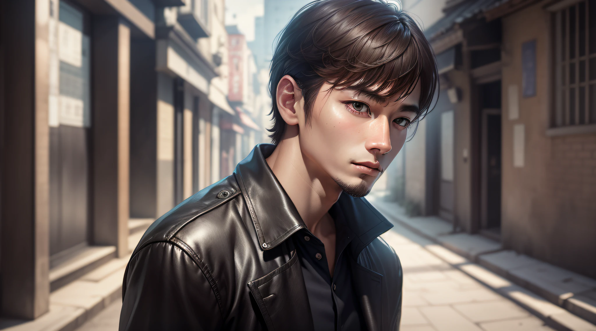 Drawing, ultra realistic, 8k, extremely detailed, in the best quality, man, oriental, short hair, young, standing, looking forward, with confident countenance.