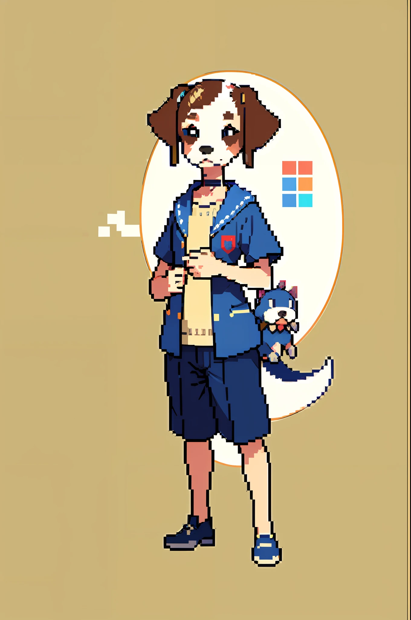 (Masterpiece, Best Quality, Best Quality), Pixel, Pixel Art, Cute Puppies, Schnauzer, One, Full Body, Plain Background, Single Pet