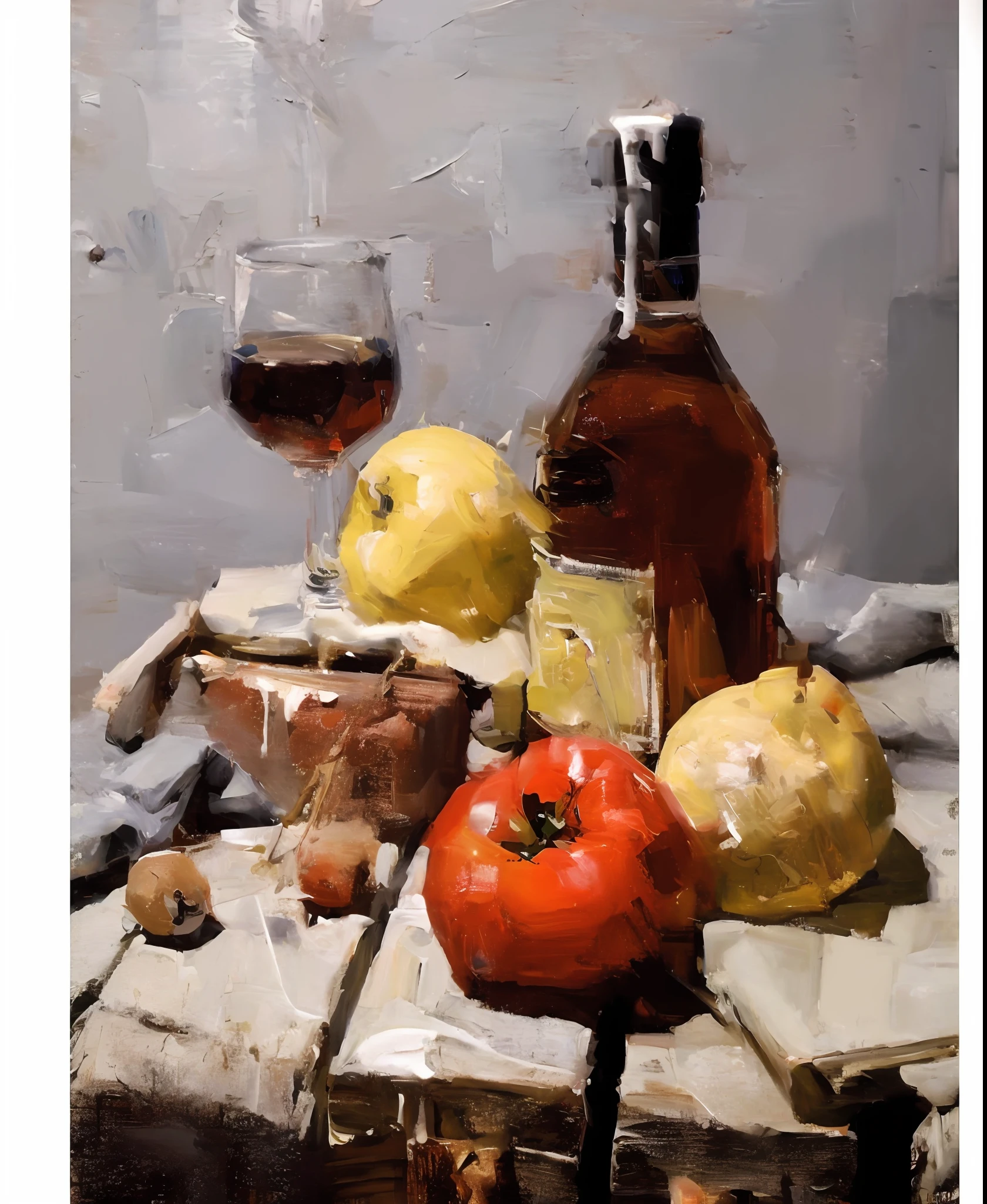 The light is dim, the oil painting is light in color, realistic oil painting, the reflection is school, the pixels are low,