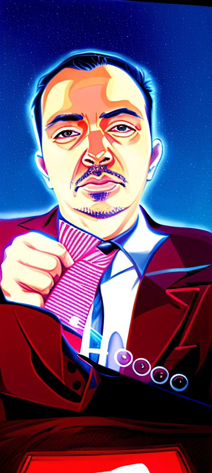 there is a man in a suit and tie holding a tie, ice - t portrait, ice - t, nft portrait, stylized digital illustration, in style of digital illustration, tony stark, avatar image, digital art illustration, digital illustration, tony sart highly detailed, martin ansin artwork portrait, in teh style of tony start, inspired by Tony Sart --auto
