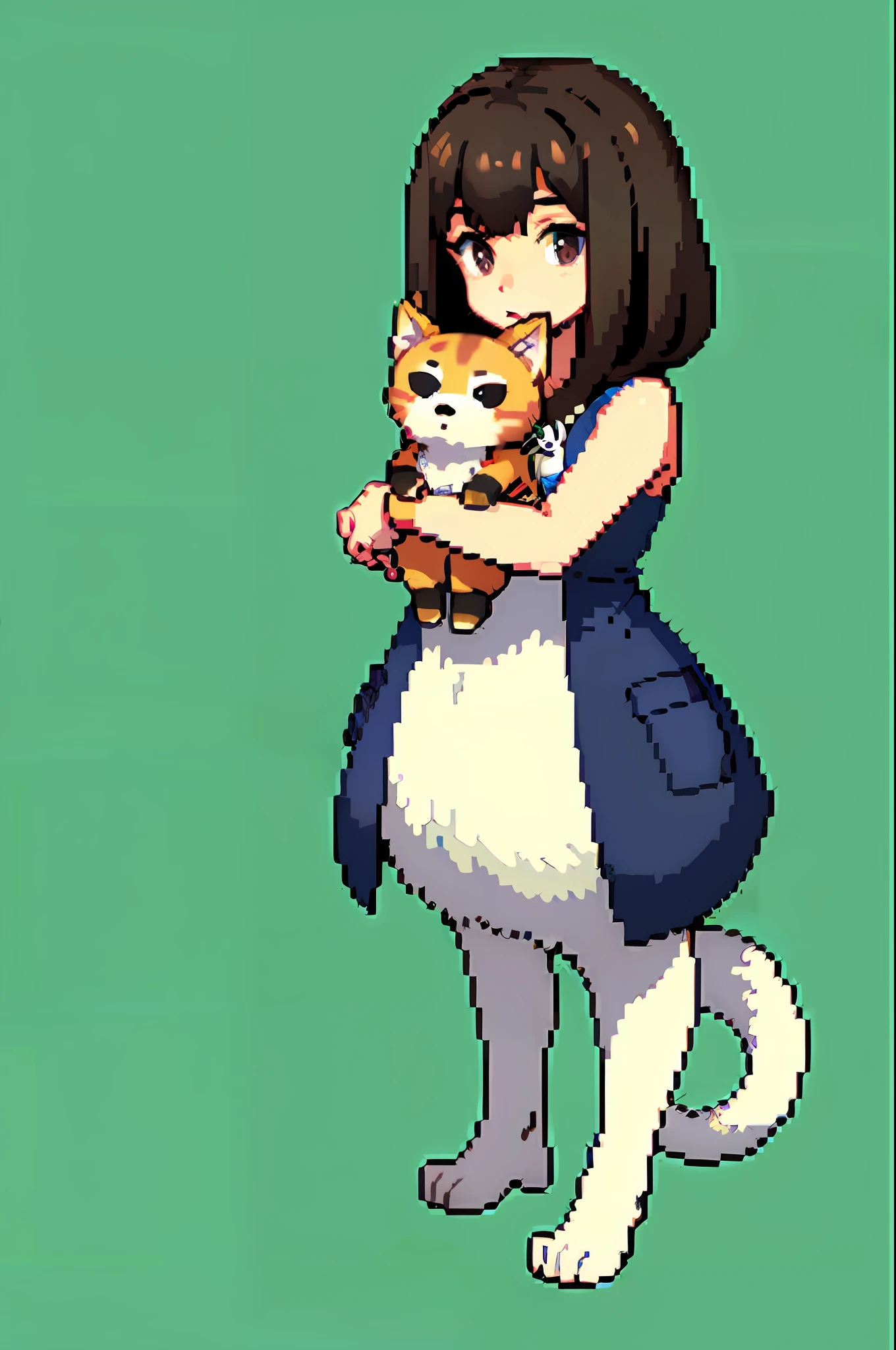 (Masterpiece, Best Quality, Best Quality), Pixel, Pixel Art, Cute Puppies, Shiba Inu, 1 Cat, Full Body, Solid Background, Single Pet