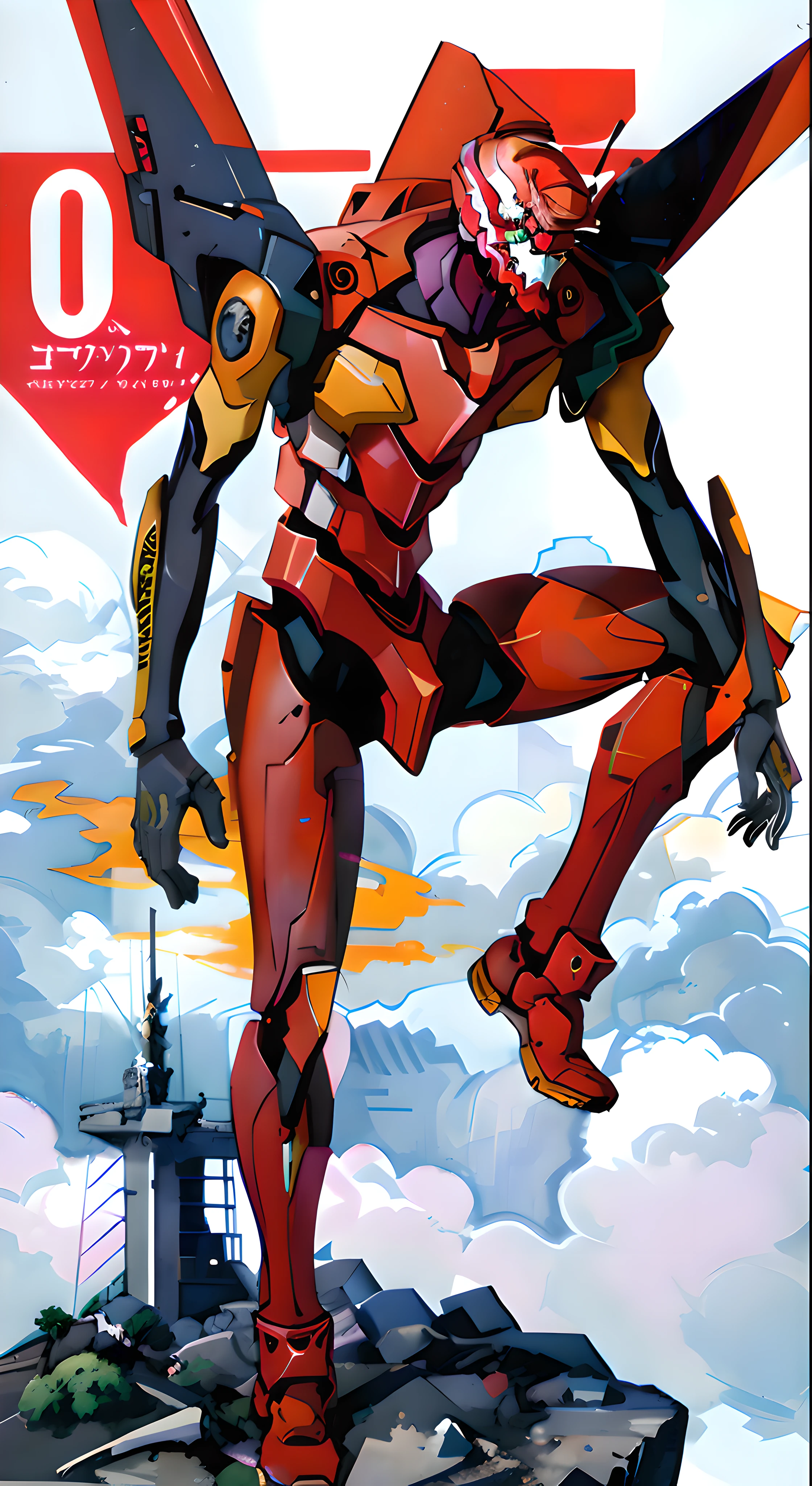 EVA 02, EVA 02 head, masterpiece, best quality, illustrations