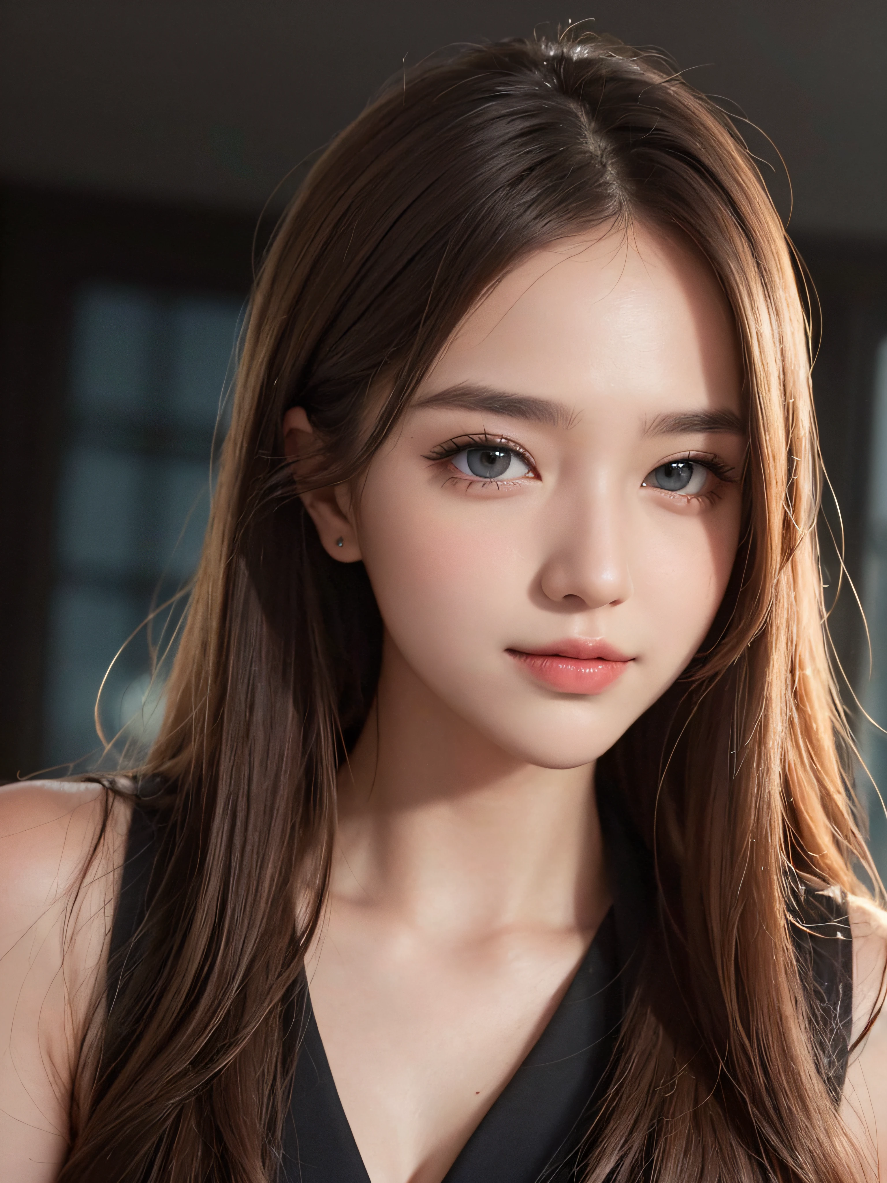 masterpiece, best image quality, high quality, beautiful girl, japanese, japanese schoolgirl, popular korean makeup, detailed, swollen eyes, detailed eyes, detailed skin, beautiful skin, super high resolution, (reality: 1.4), very beautiful, slightly younger face, beautiful skin, slim, (super realistic), (illustration), (high resolution), (8K), (highly detailed), (best illustration), (beautiful detail eyes), (super detailed), (wallpaper), (detailed face), Look at the audience, fine details, detailed face, pureerosfaceace_v1, smile, look straight ahead, look straight ahead, realistic photos, bright lights, professional lighting, blonde, long hair, dark abandonment, big red moon, gorgeous red and black dress, mature woman, キスショット・アセロラオリオン・ハートアンダーブレード, daytime, summer, luxury hotel, in front of floor-to-ceiling windows, enjoy your own beautiful woman and pose any pose you want, largewindow, (floor-to-ceiling window: 1.2), red hair and perfect body, beautiful city, (medium breasts, cleavage, low-cut, low-cut beige dress), very round and firm breasts, (standing by the window),