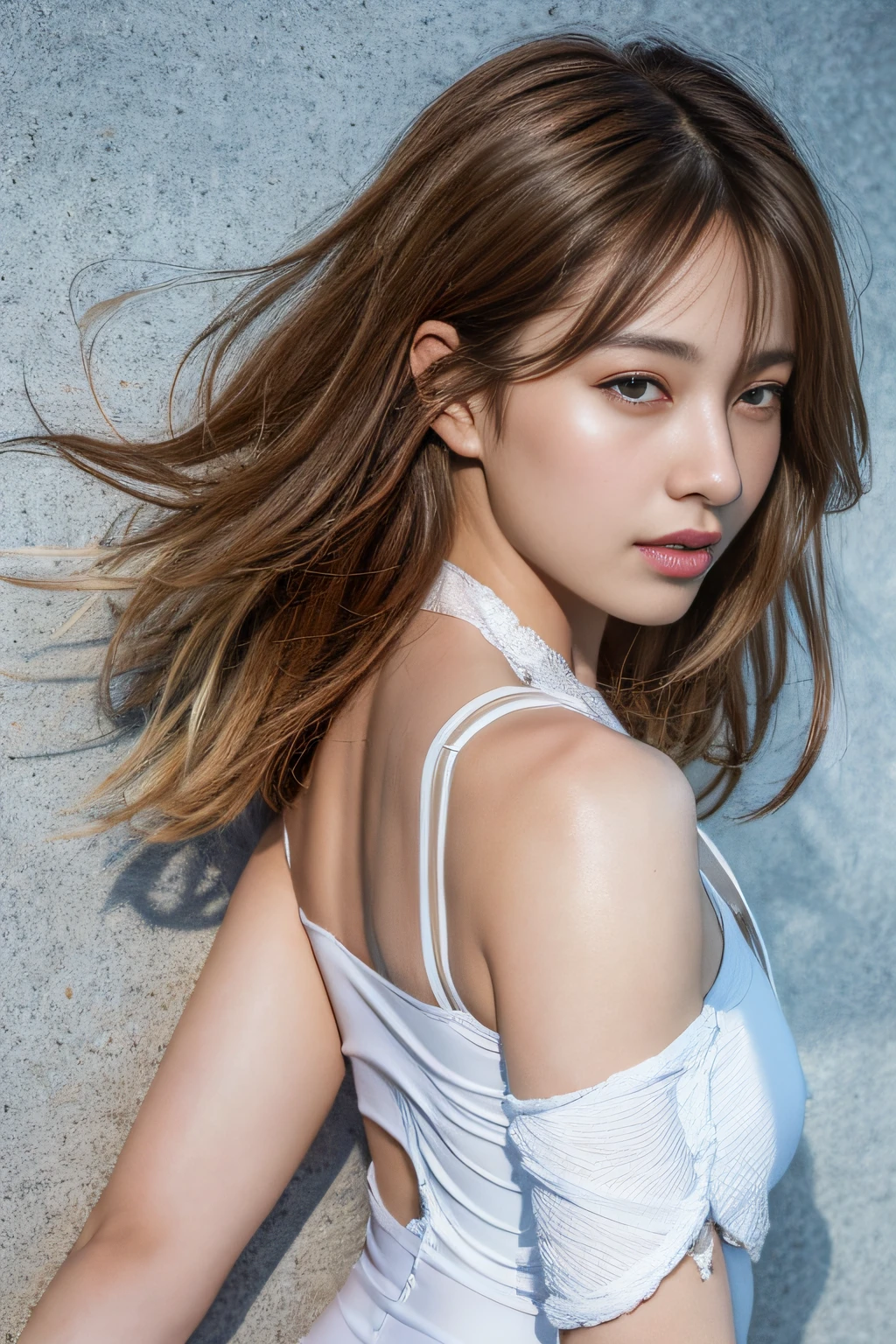 masterpiece, top quality, (highly detailed CG Unity 8k wallpaper) (best quality), (best illustration), (best shadow), ultimate beautiful face, Japan person, blue sea, sandy beach, white swimsuit, big, ass, super detail --v6