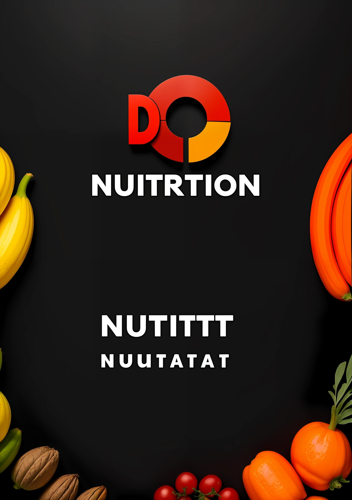 Minimalist nutrition logo color black red gray written nutri performance with the letter D and A in the center