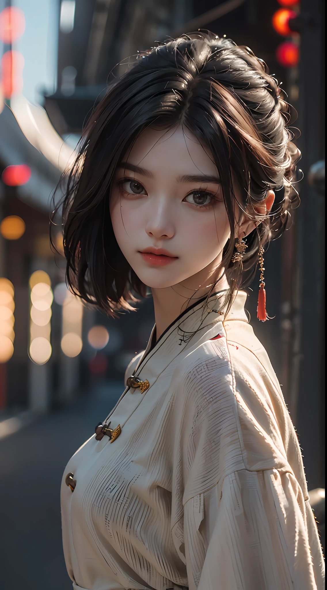 Best quality, (RAW photo: 1.2), (Masterpiece: 1.4), (Realistic: 1.4), (High resolution: 1.4), Chinese actress Guli Naza, depth of field, intricate details, 8k, very detailed, perfect lighting, epic background