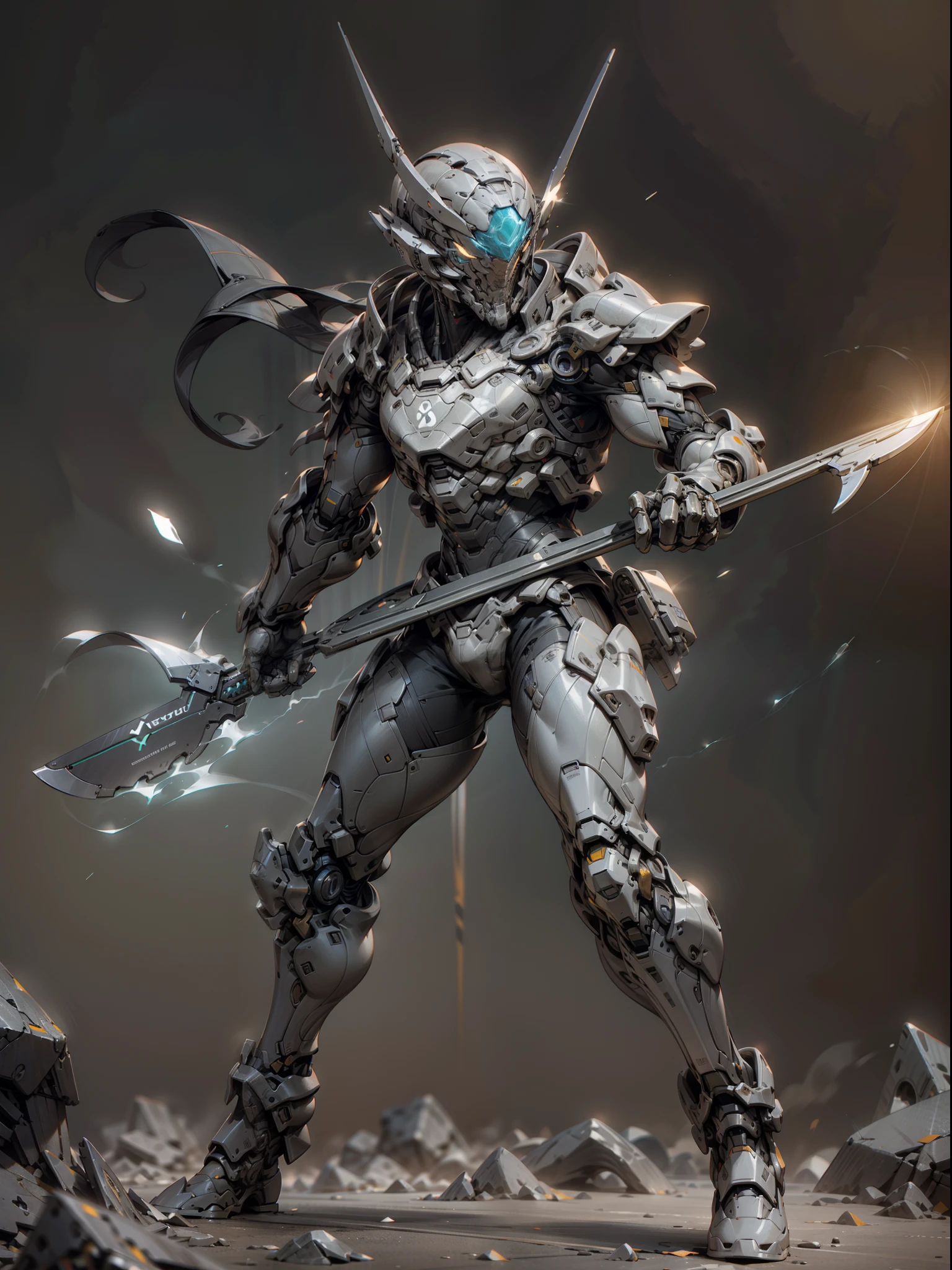 Male Ghost Hunter with Tomahawk, Male, Super Cool Ghost Killer, Tomahawk, Wearing Black Mechanical Armor, Playing Lightning, Super Detail, IP by Pop Mart, Edge Light, Avatar, Octane Rendering, Blender, Full Body, Clean Black Background, 3D, C4D, Best Quality, Very Detailed, Ancient Technology, HDR (High Dynamic Range), Ray Tracing, NVIDIA RTX, Super Resolution, Unreal 5, Subsurface Scattering, PBR Textures, Post-processing, Anisotropic Filtering, Depth of field, maximum sharpness and acutance, multi-layer textures, albedo and highlight maps, surface shading, accurate simulation of light-material interactions, perfect ratios, octane rendering, duotone lighting, low ISO, white balance, rule of thirds, wide aperture, 8K RAW, high efficiency sub-pixels, subpixel convolution, luminous particles, light scattering, Tyndall effect