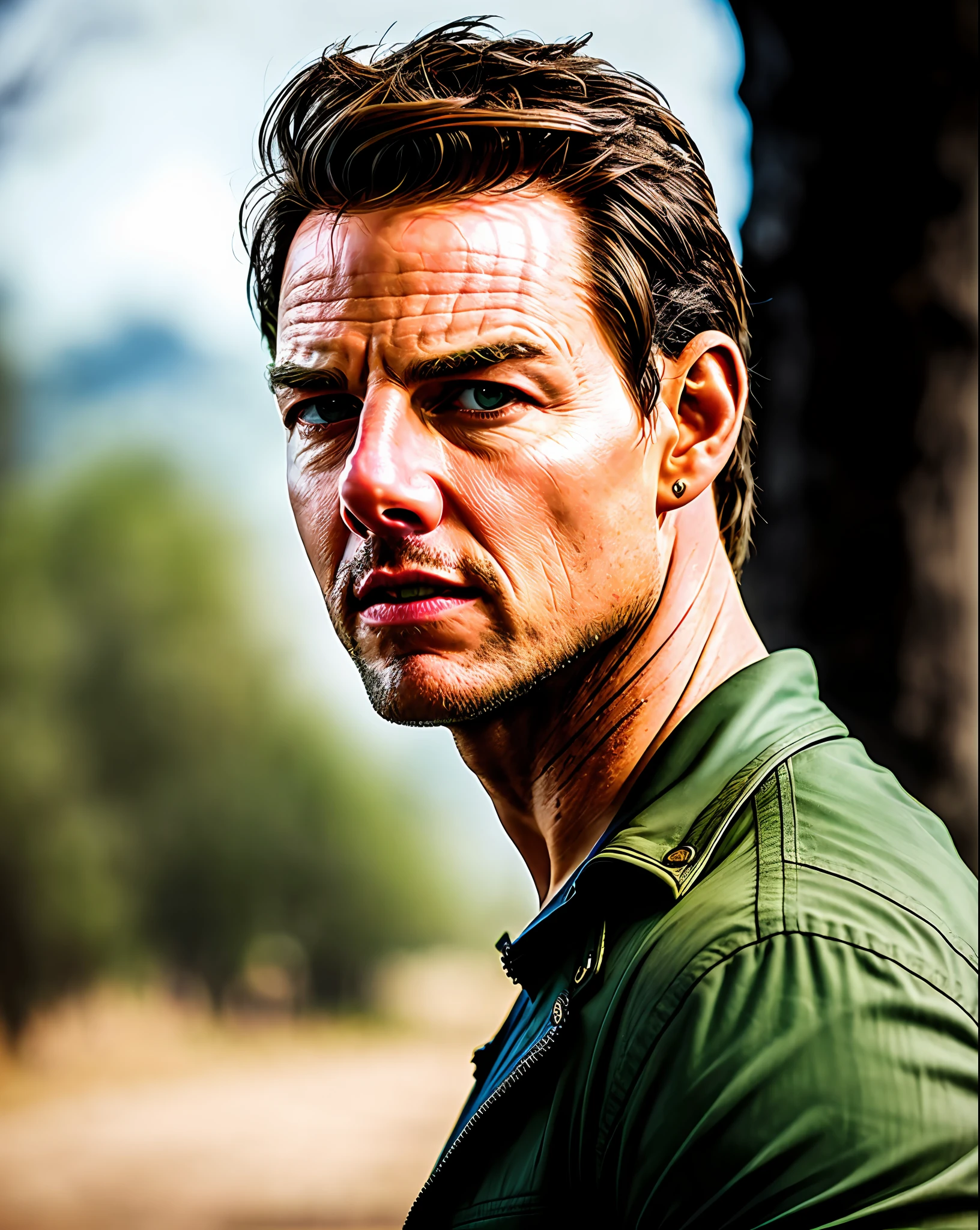 Tom Cruise as Rick Grimes from The Walking Dead,half body, XF IQ4, 150MP, 50mm, ISO 1000, 1/250s, natural light, Adobe Lightroom, photolab, Affinity Photo, PhotoDirector 365