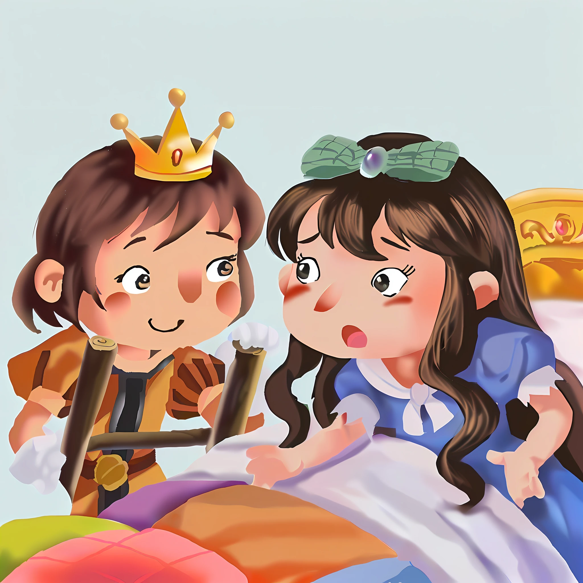 cartoon illustration of a couple of kids in a bed with a pillow, story book illustration, children book illustration, kids book illustration, storybook illustration, a storybook illustration, childrenbook illustration, cute storybook illustration, children's book illustration, children’s book illustration, colorful kids book illustration, storybook illustation, childrens book illustration, children's illustration