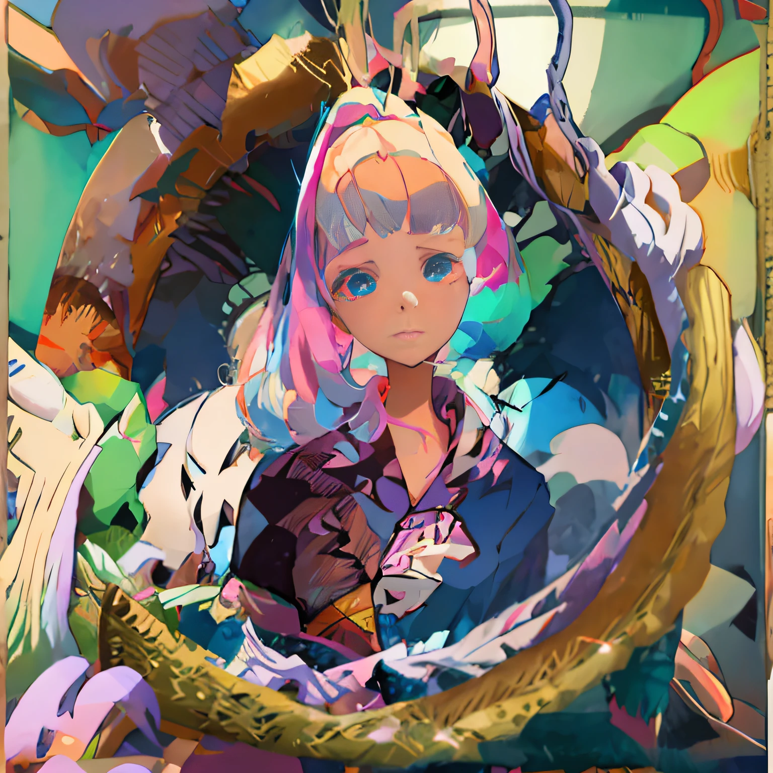 anime girl with pink hair and blue eyes in a circle, anime styled digital art, dreamy psychedelic anime, digital anime illustration, made with anime painter studio, anime fantasy illustration, digital anime art, anime graphic illustration, stylized anime, painted in anime painter studio, anime stylized, digital anime art!!, anime style digital art, anime digital art, anime artwork