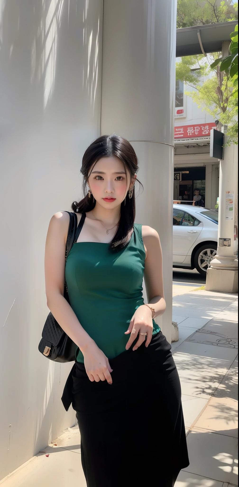 Best quality, masterpiece, super high resolution, (realistic: 1.4), original photo, edited photography, fantasy art
(A woman in her 30s), a woman standing on the path of Graden, (half: 1.3), black hair, short hair, sympathetic face, brown eyes. A faint smile, looking at the audience, (red suit: 1.2), (white shirt), black silk dress, (colorful and dense flower clusters: 1.3). (bright flower color: 1.3, red rose: 1.2, floating skaura_petals) smoke, real-world location, deep contrast, depth of field, dark background, break award-winning photograph, neoism, exposure blend, bokeh, (hdr:1.4), high contrast, (cinematic light), (muted colors),sony A7,F2.4, low saturation, (hyperdetailed:1.2), (noir:0.4)