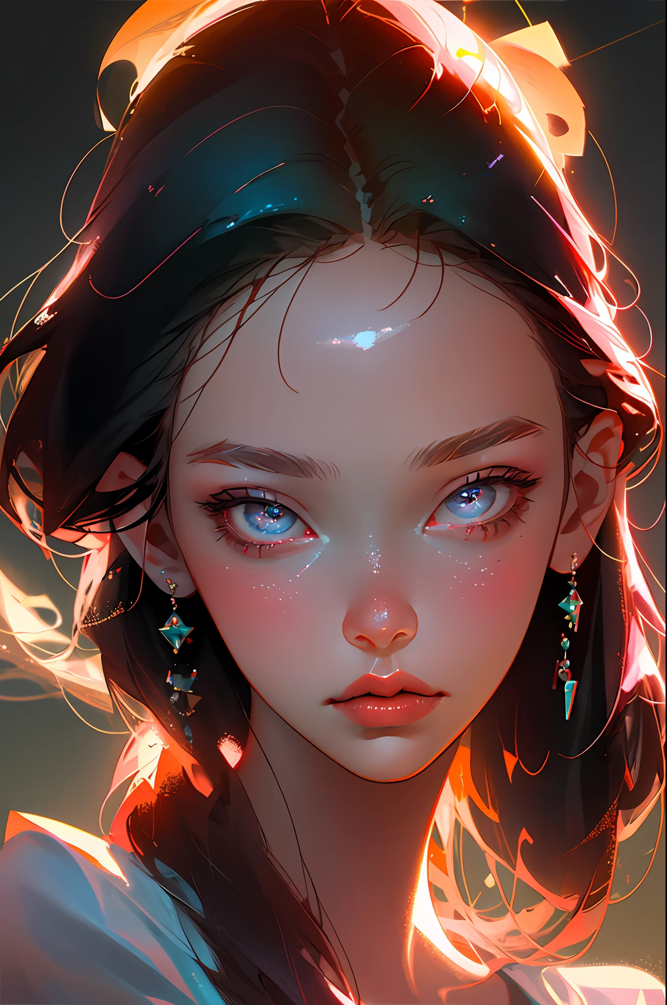(best quality, masterpiece), 1girl, solo, face focus, detailed eyes, dark eyes, small pink mouth, small eyes, fixed gaze, dark hair, fine face details, elegant, studio background, studio lighting, high quality, focus on face and eyes.