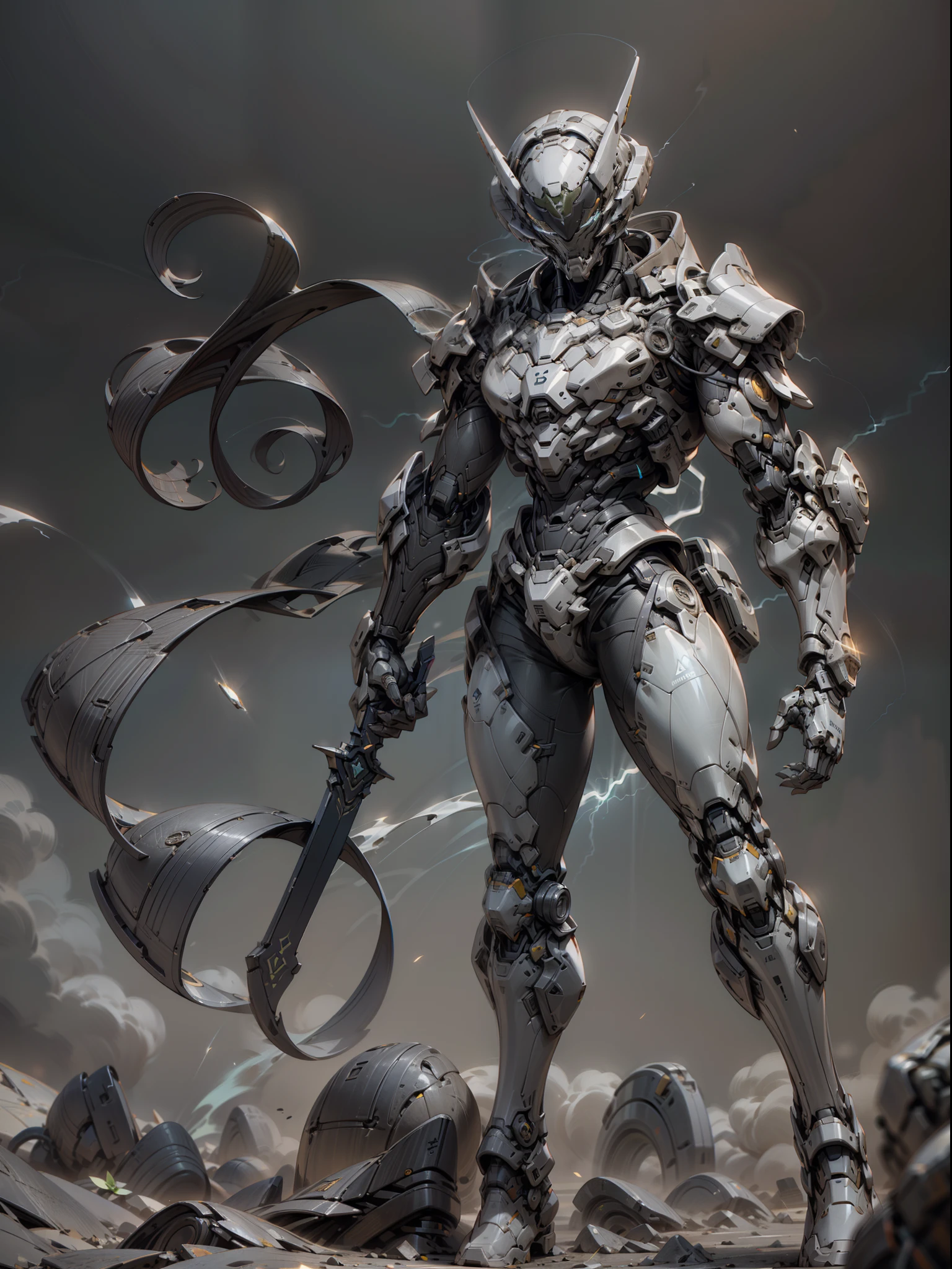 Demon Slayer surrounded by lightning, male, super cool demon killer, swords scattered aside, palm lightning, wearing black mechanical armor, playing with lightning, super detail, IP by pop mart, edge light, avatar, octane rendering, blender, full body, clean black background, 3d, c4d, best quality, very detailed, ancient technology, HDR (high dynamic range), ray tracing, nvidia rtx, super resolution, unreal 5, subsurface scattering, PBR texture, post-processing, Anisotropic Filtering, Depth of Field, Maximum Sharpness and Acutance, Multi-layer Textures, Albedo and Highlight Maps, Surface Shading, Accurate Simulation of Light-Material Interactions, Perfect Proportions, Octane Rendering, Duotone Illumination, Low ISO, White Balance, Rule of Thirds, Wide Aperture, 8K RAW, High Efficiency Subpixels, Subpixel Convolution, Luminescent Particles, Light Scattering, Tyndall Effect