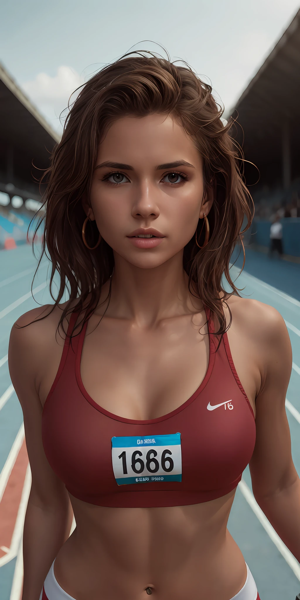 beautiful mature Swedish college girl, in track outfit, outside on track field, ((slim, petite)), photorealistic, photo, masterpiece, realistic, realism, photorealism, high contrast, photorealistic digital art trending on Artstation 8k HD high definition detailed realistic, detailed, skin texture, hyper detailed, realistic skin texture, armature, best quality, ultra high res, (photorealistic:1.4),, high resolution, detailed, raw photo, sharp re, by lee jeffries nikon d850 film stock photograph 4 kodak portra 400 camera f1.6 lens rich colors hyper realistic lifelike texture dramatic lighting unrealengine trending on artstation cinestill 800,