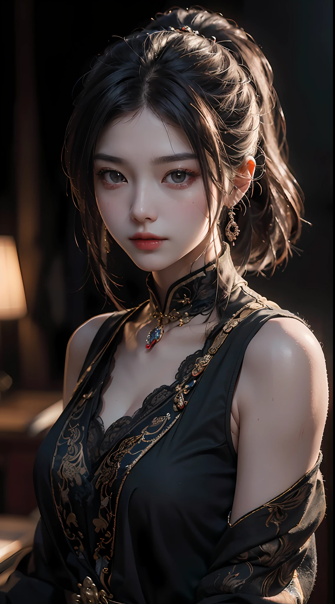 Best quality, (RAW photo: 1.2), (Masterpiece: 1.4), (Realistic: 1.4), (High resolution: 1.4), Chinese actress Guli Naza, depth of field, intricate details, 8k, very detailed, perfect lighting, epic background