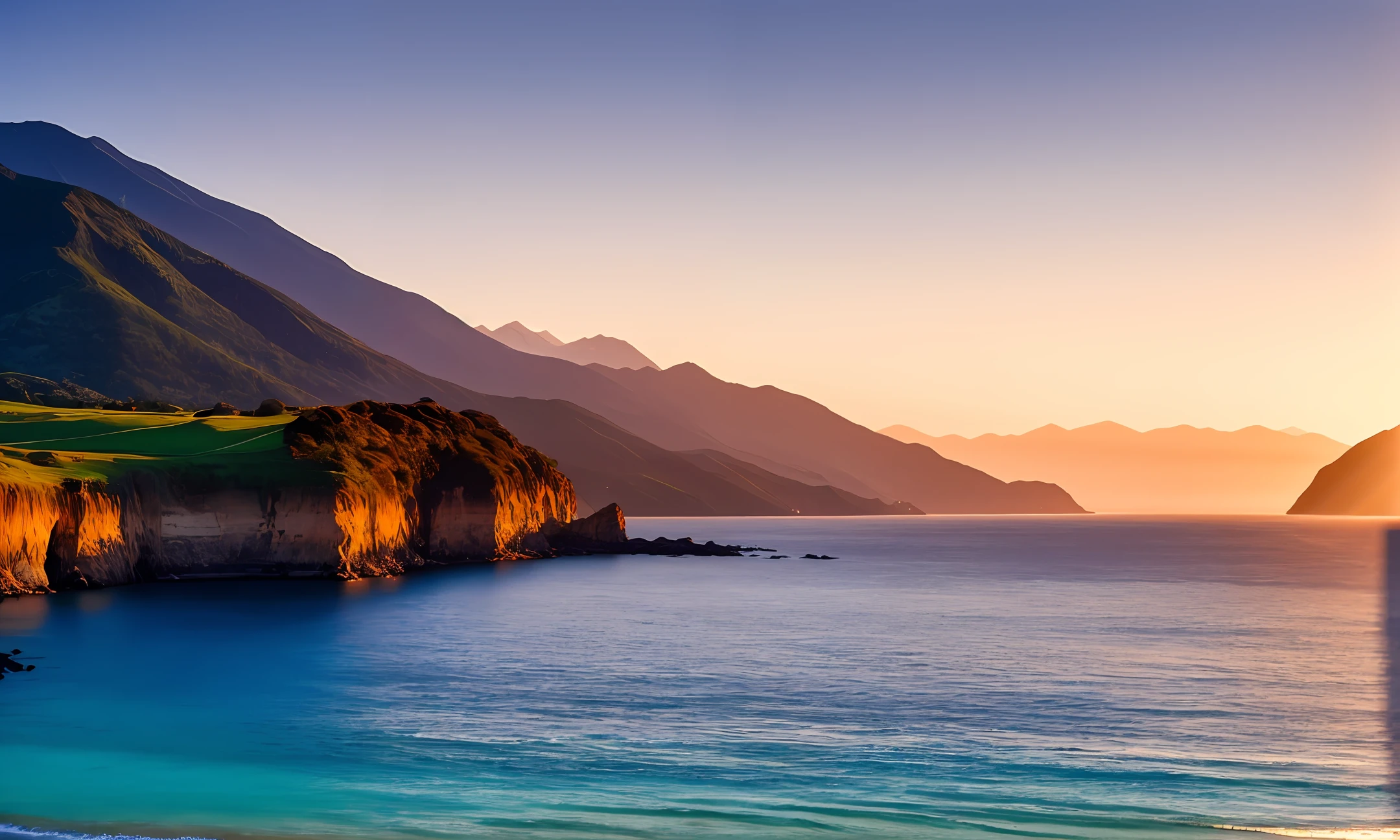 Beautiful landscape of mountains and ocean